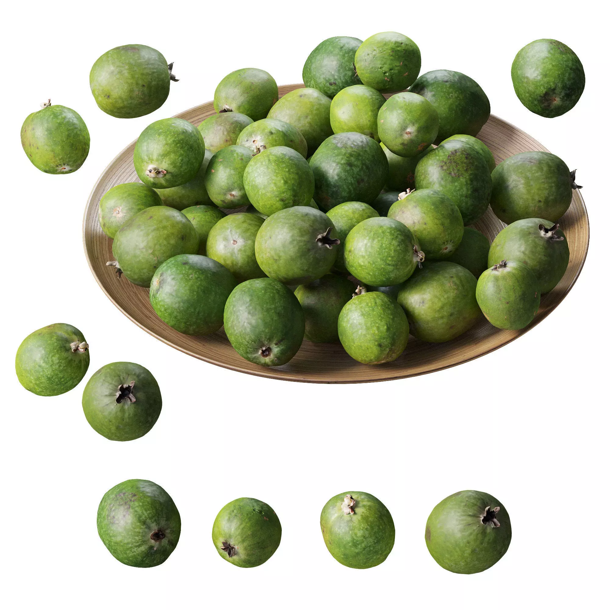 Feijoa on a platter Low-poly 3D model_0