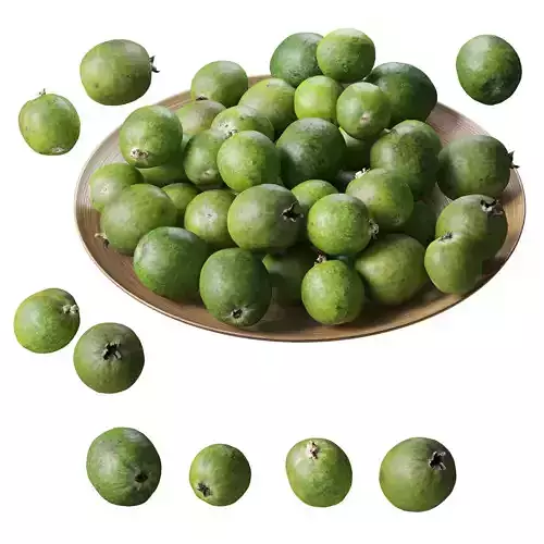 Feijoa on a platter Low-poly 3D model