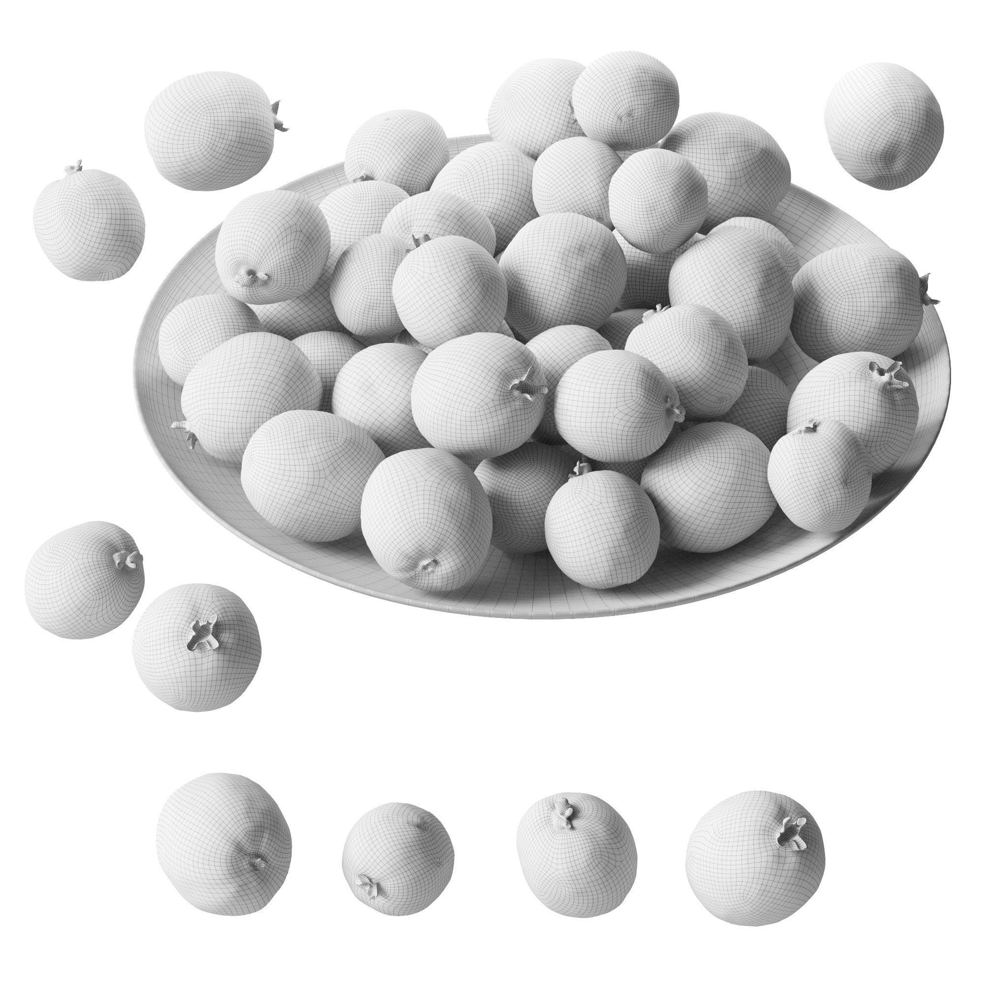 Feijoa on a platter Low-poly 3D model_2