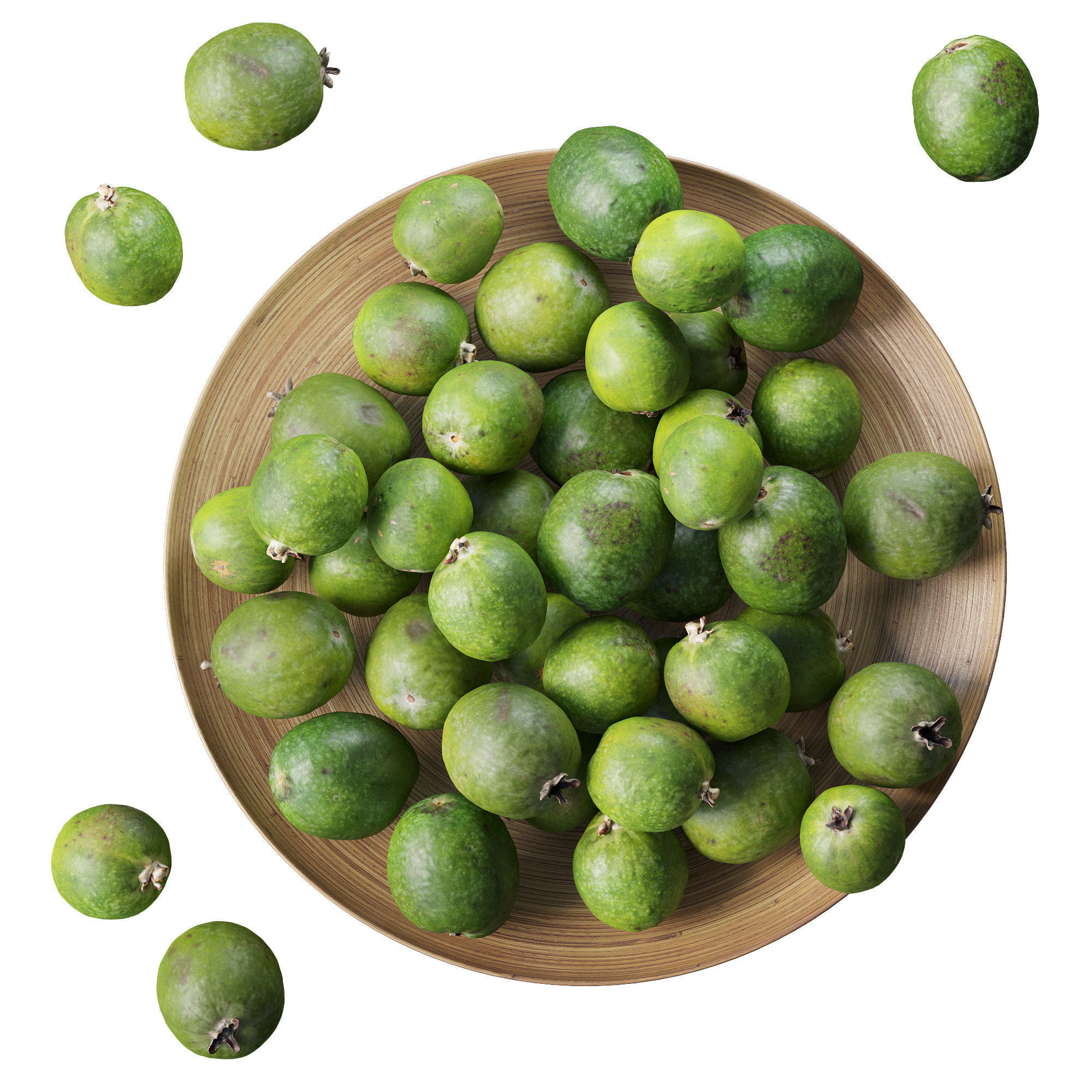 Feijoa on a platter Low-poly 3D model_1