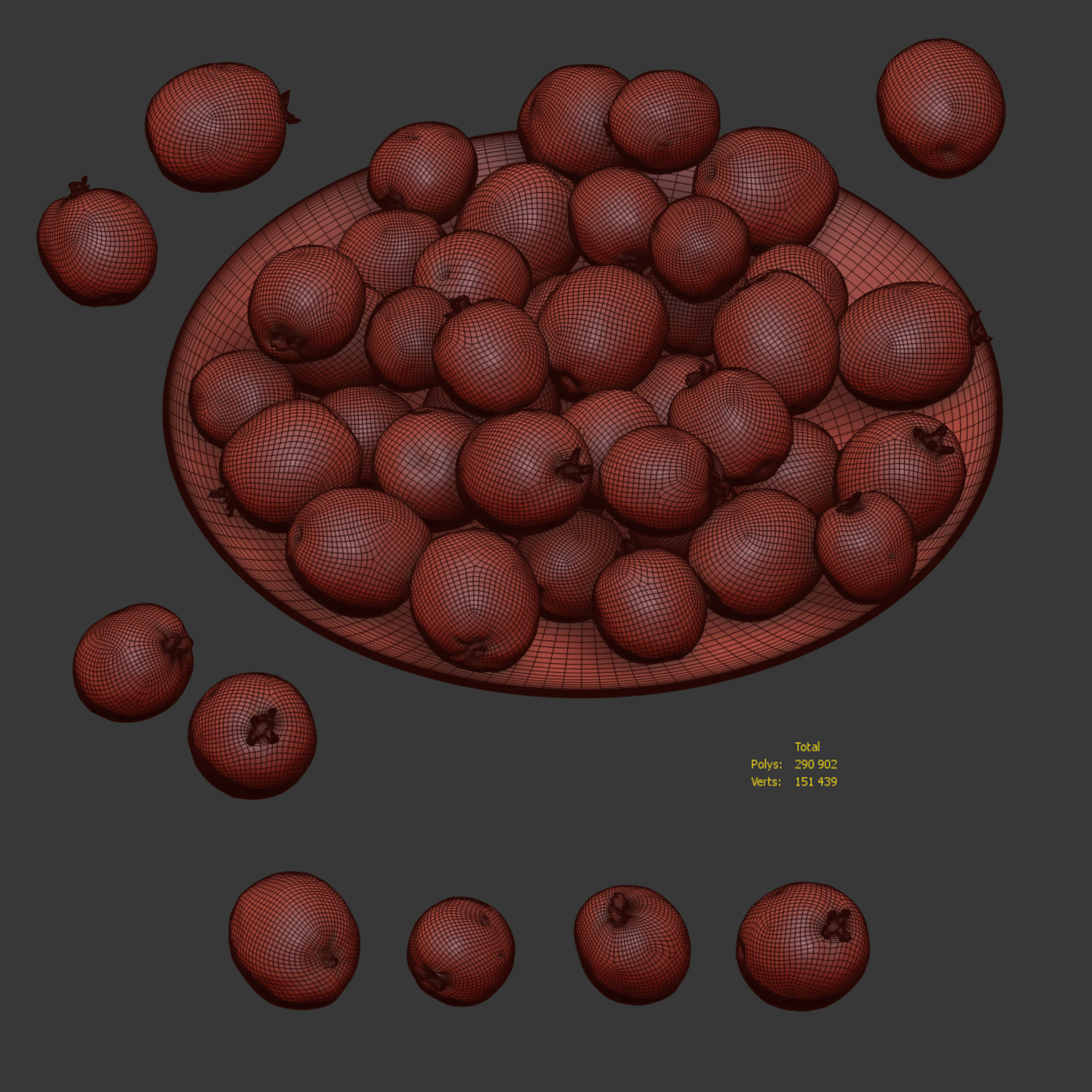 Feijoa on a platter Low-poly 3D model_6