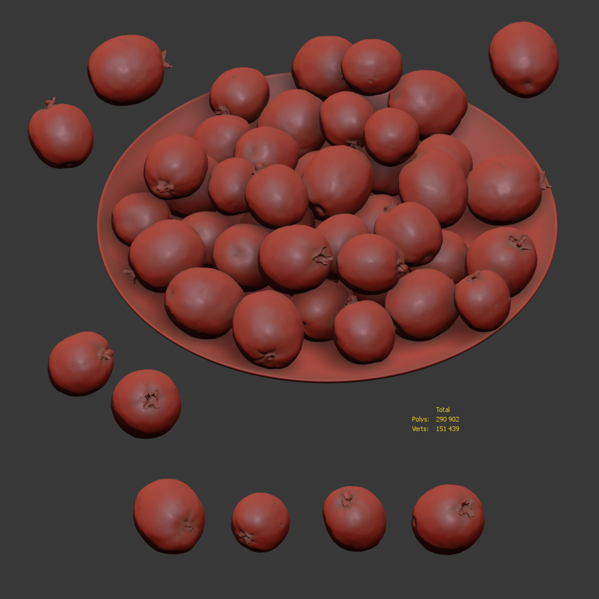 Feijoa on a platter Low-poly 3D model_5