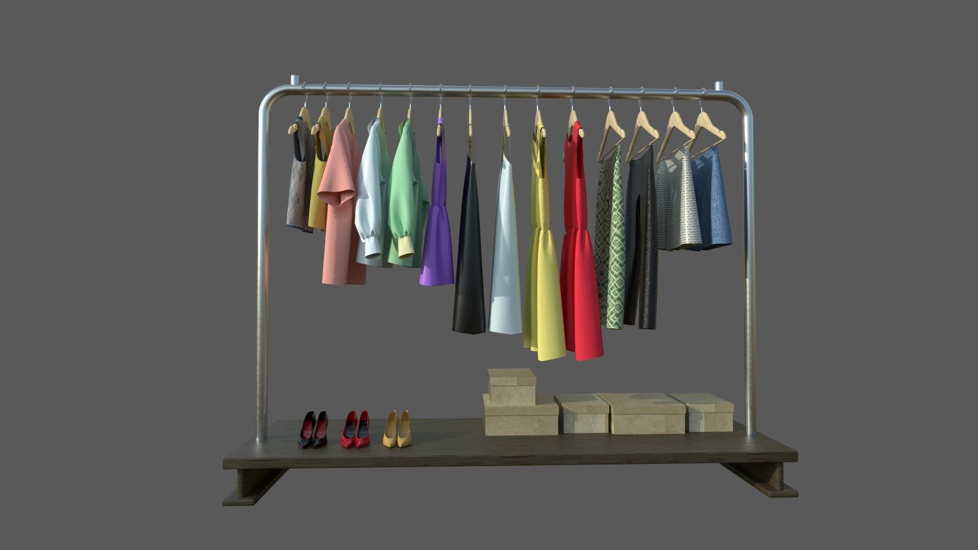 Womens wardrobe 3D model_4