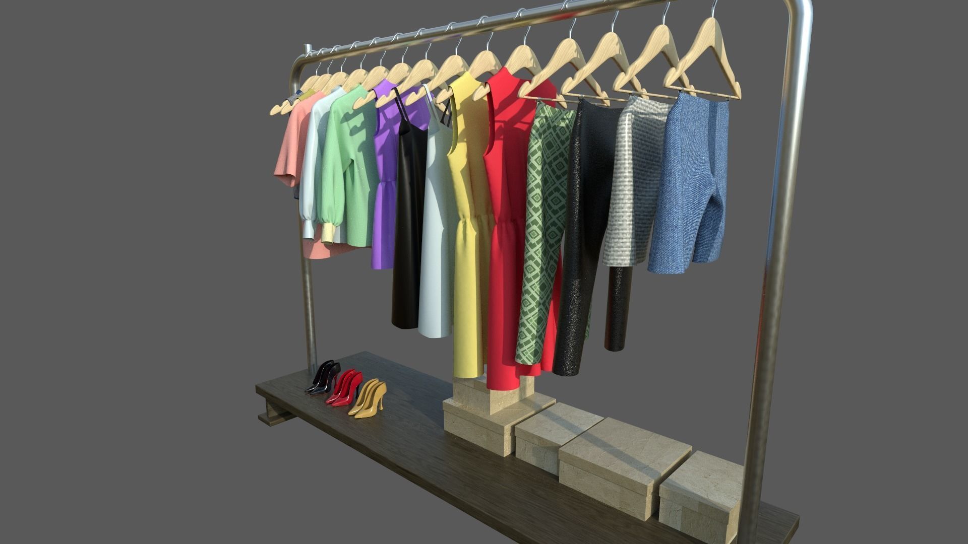 Womens wardrobe 3D model_7