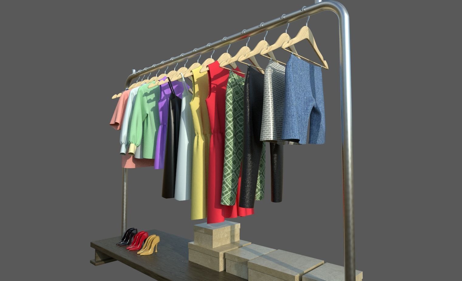 Womens wardrobe 3D model_5
