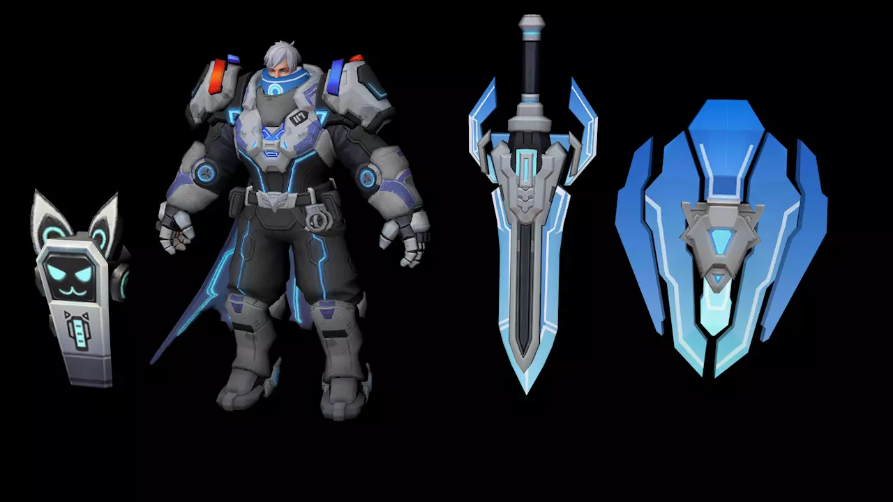 Arthur armor and swords for game called overwatch Free 3D model