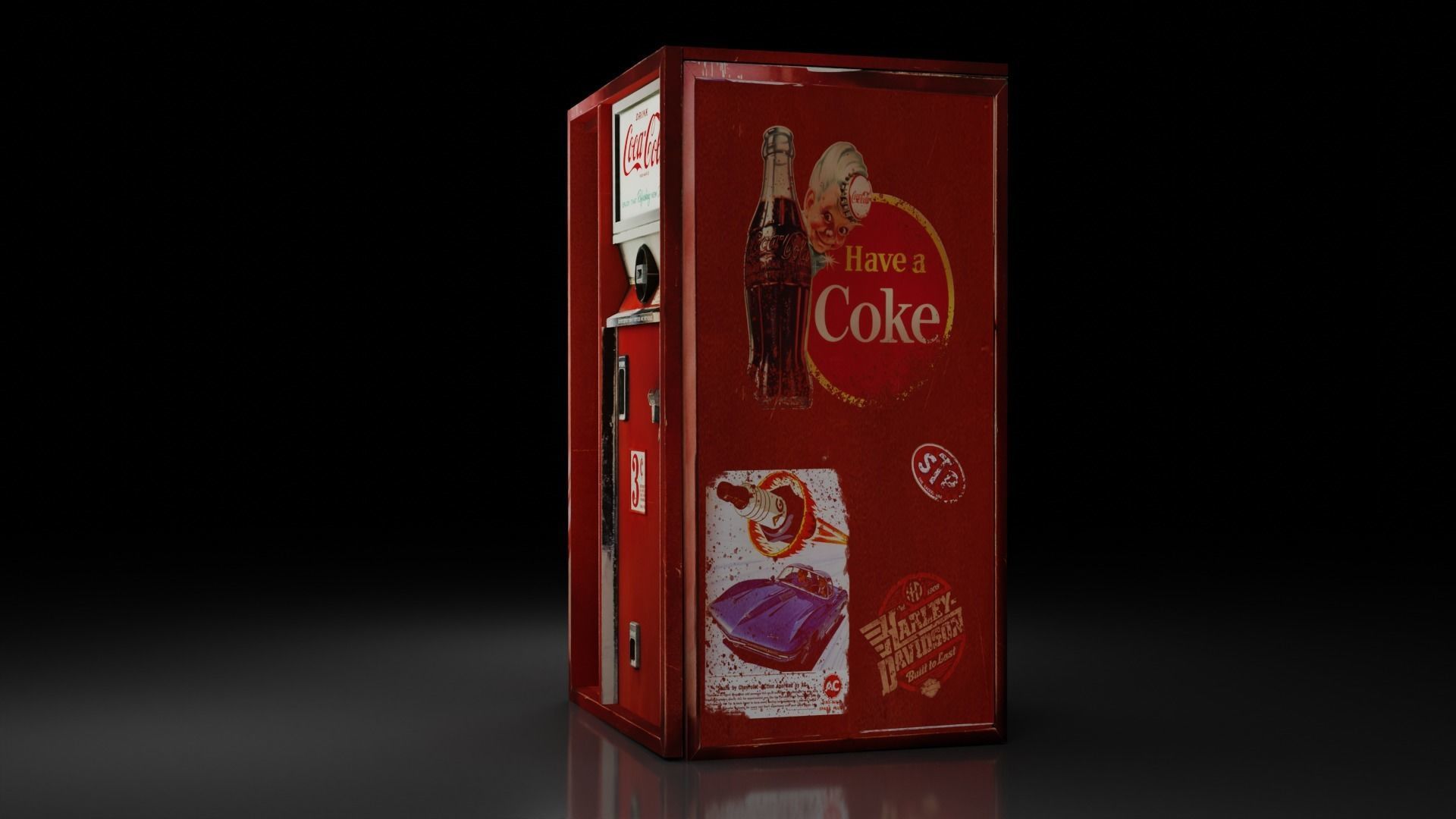 Vintage Coke Vending Machine Free low-poly 3D model_4