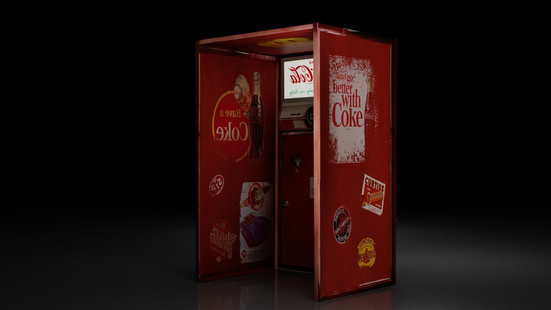 Vintage Coke Vending Machine Free low-poly 3D model_3