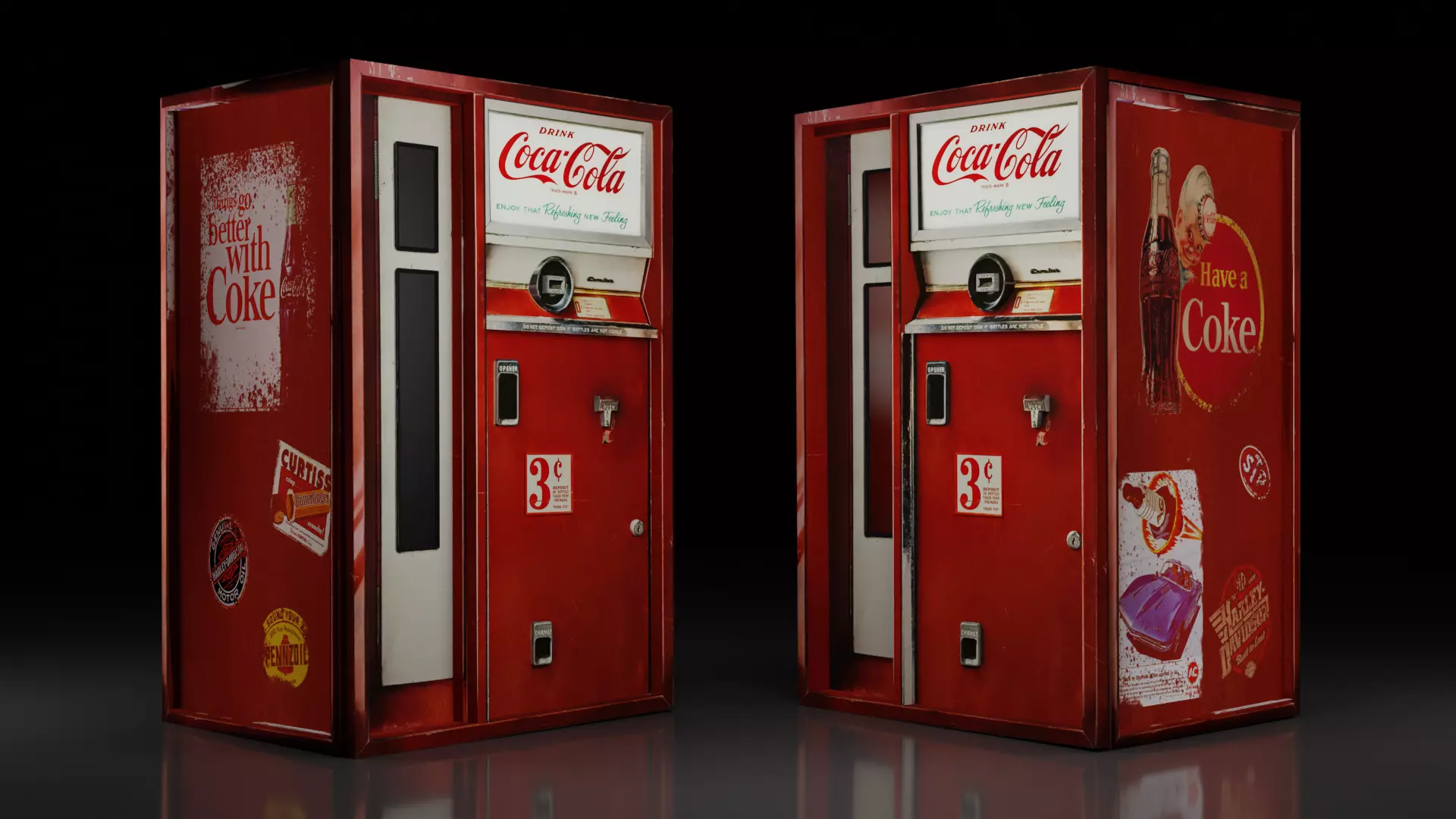 Vintage Coke Vending Machine Free low-poly 3D model_0