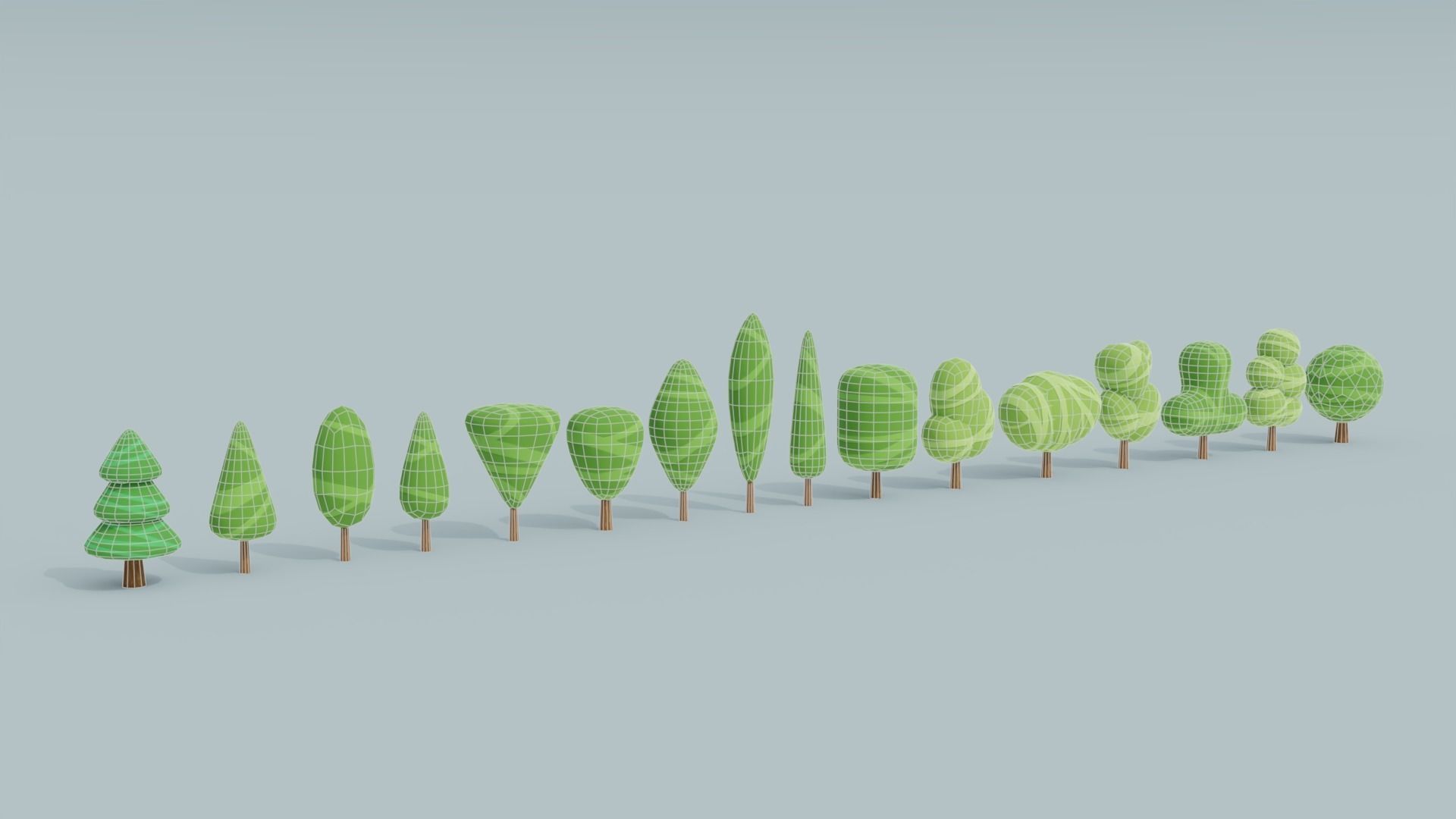 3D Asset - Low-poly stylized trees set Low-poly 3D model_3