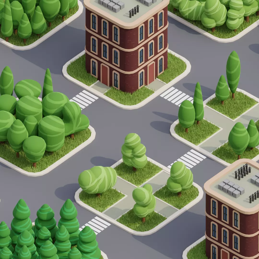 3D Asset - Low-poly stylized trees set Low-poly 3D model_0