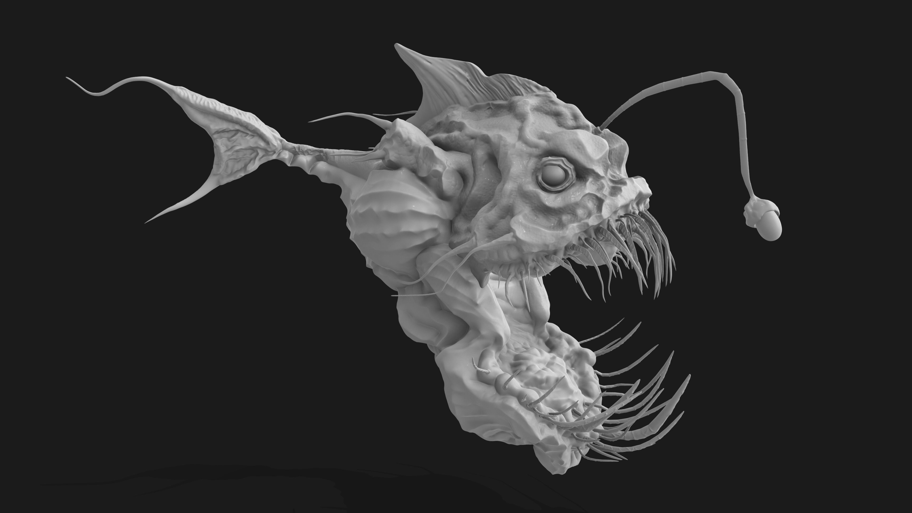 AnglerFish HighPoly fish head 3D model_2