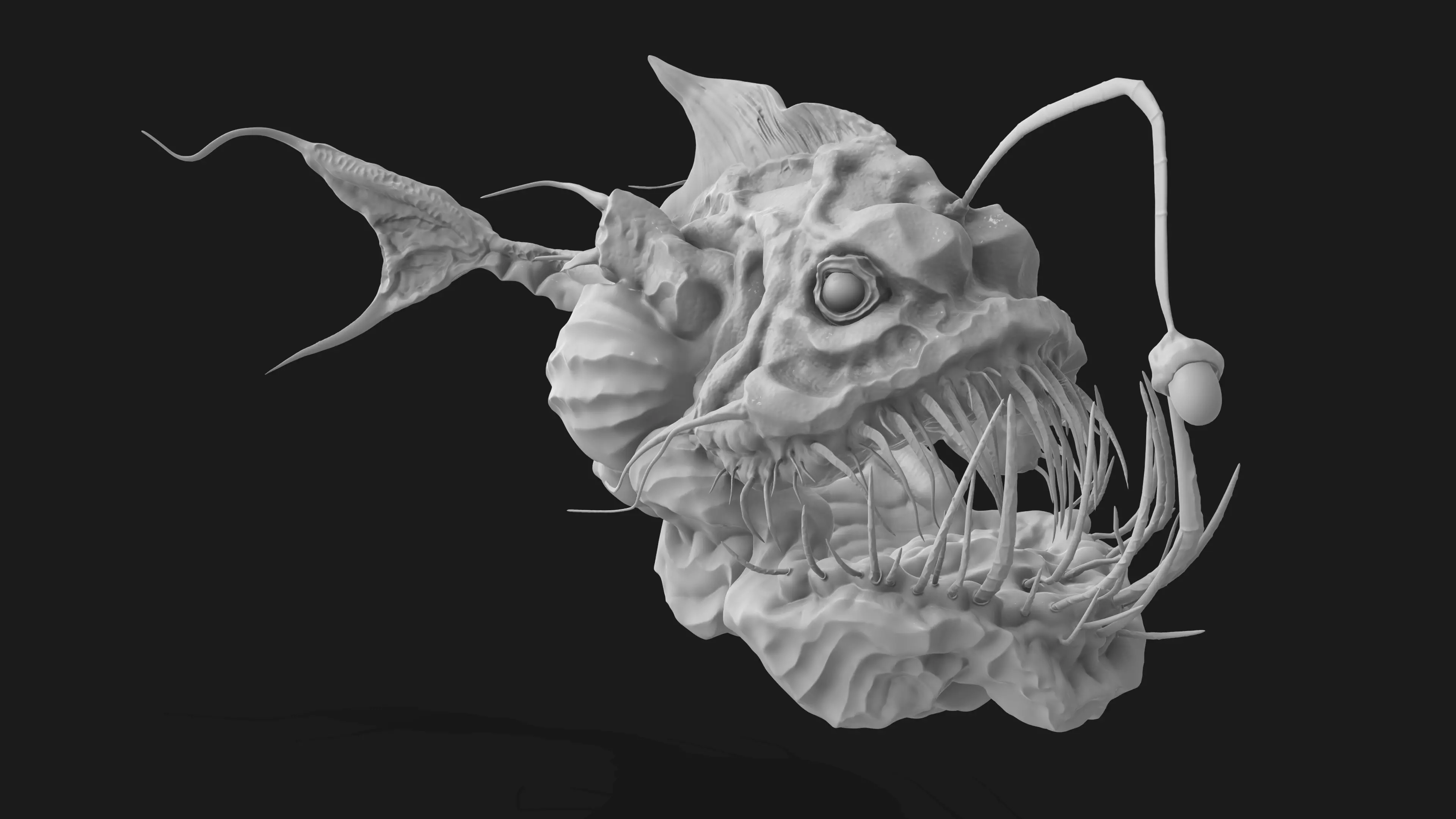 AnglerFish HighPoly fish head 3D model_0