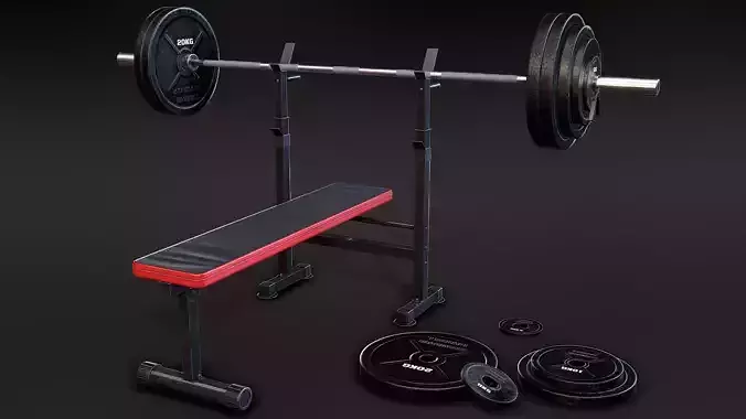 Weight Bench Set Low-poly 3D model