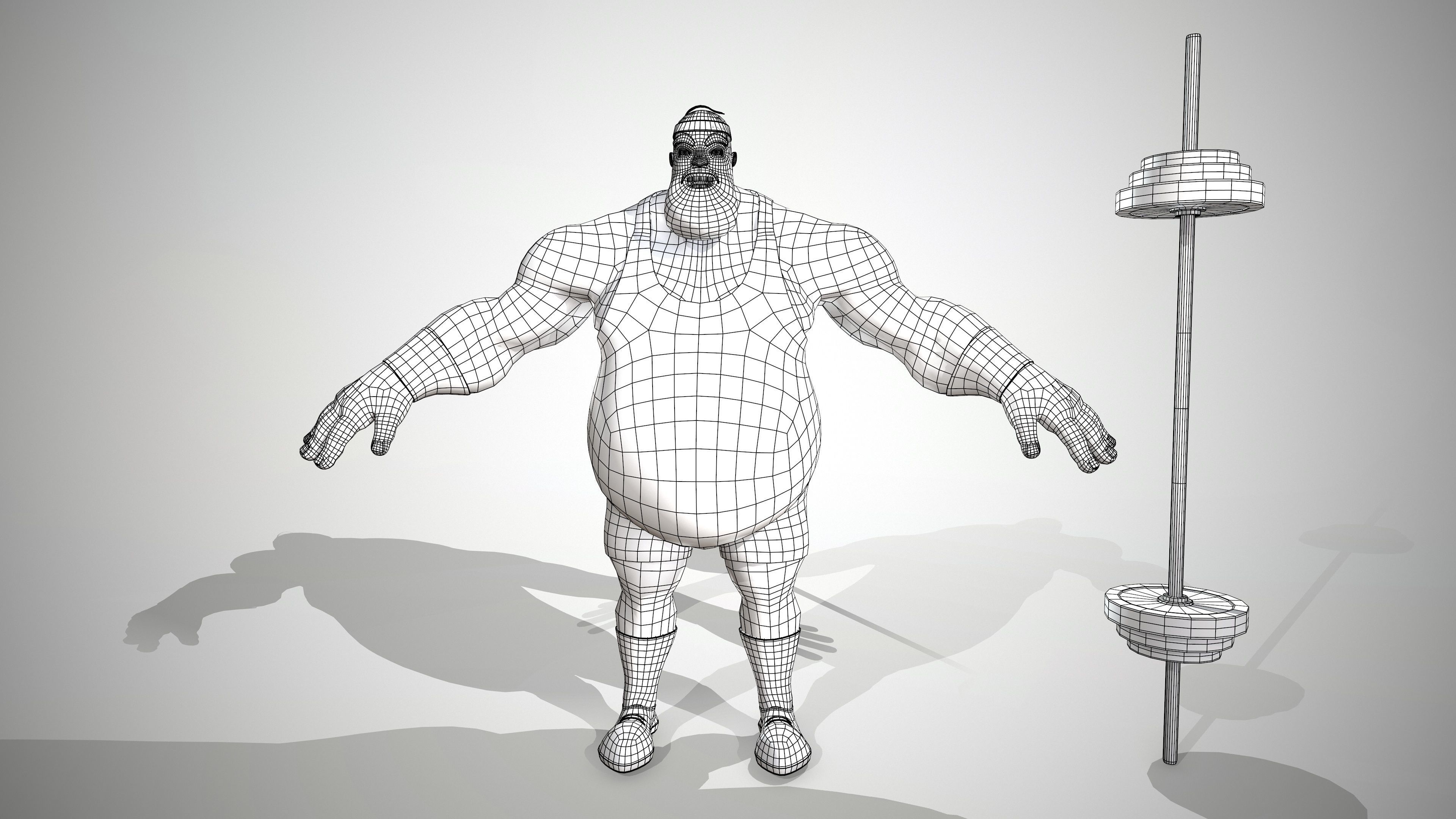 Strong man Low-poly 3D model_10