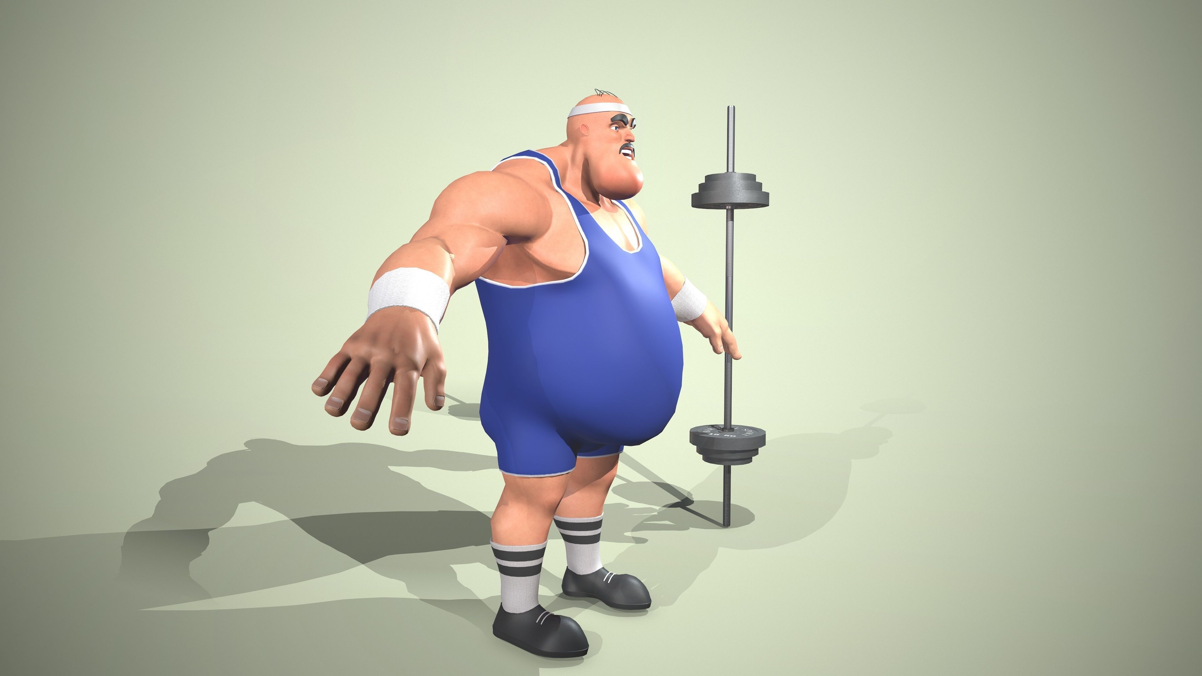 Strong man Low-poly 3D model_7