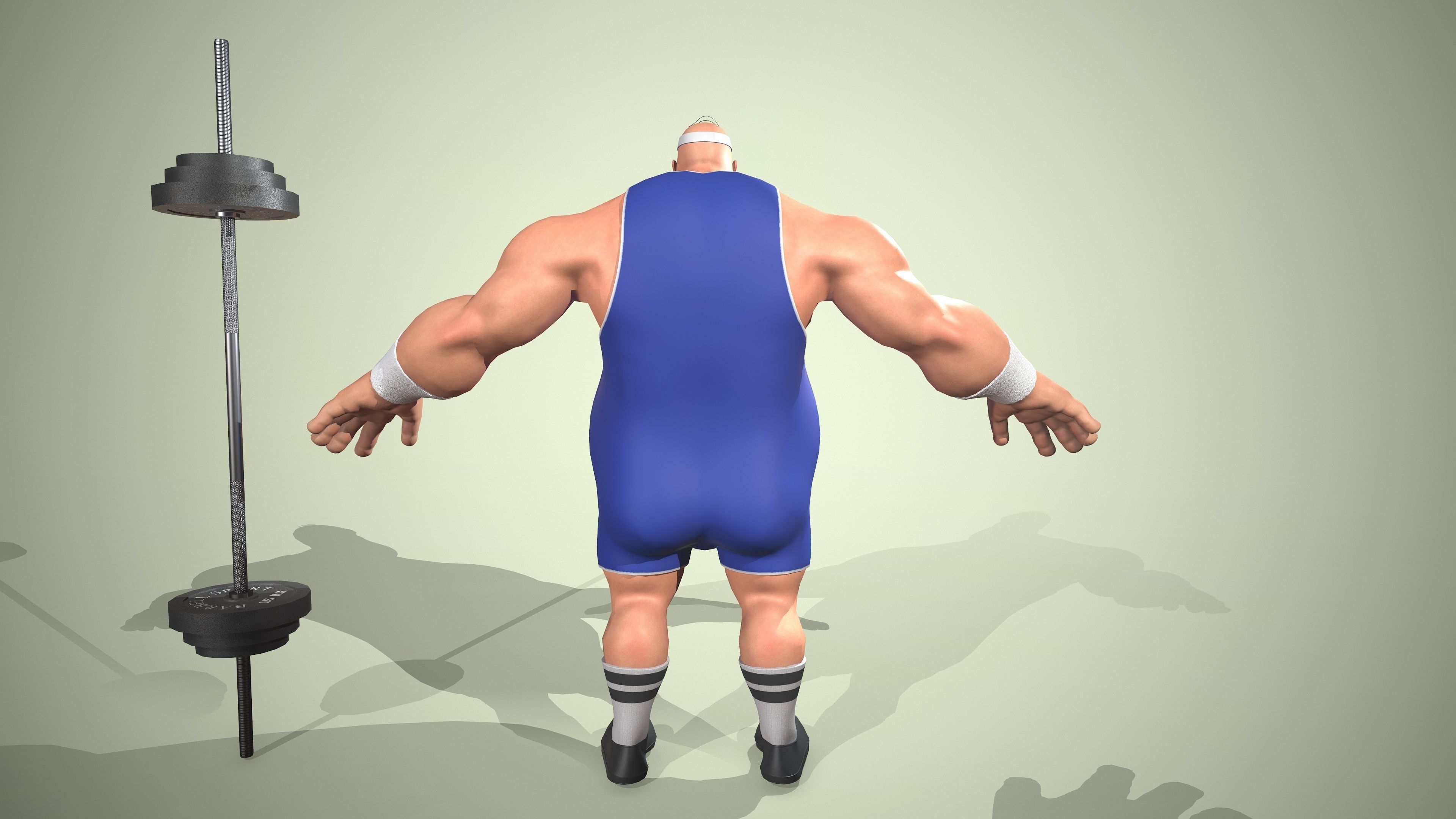 Strong man Low-poly 3D model_6