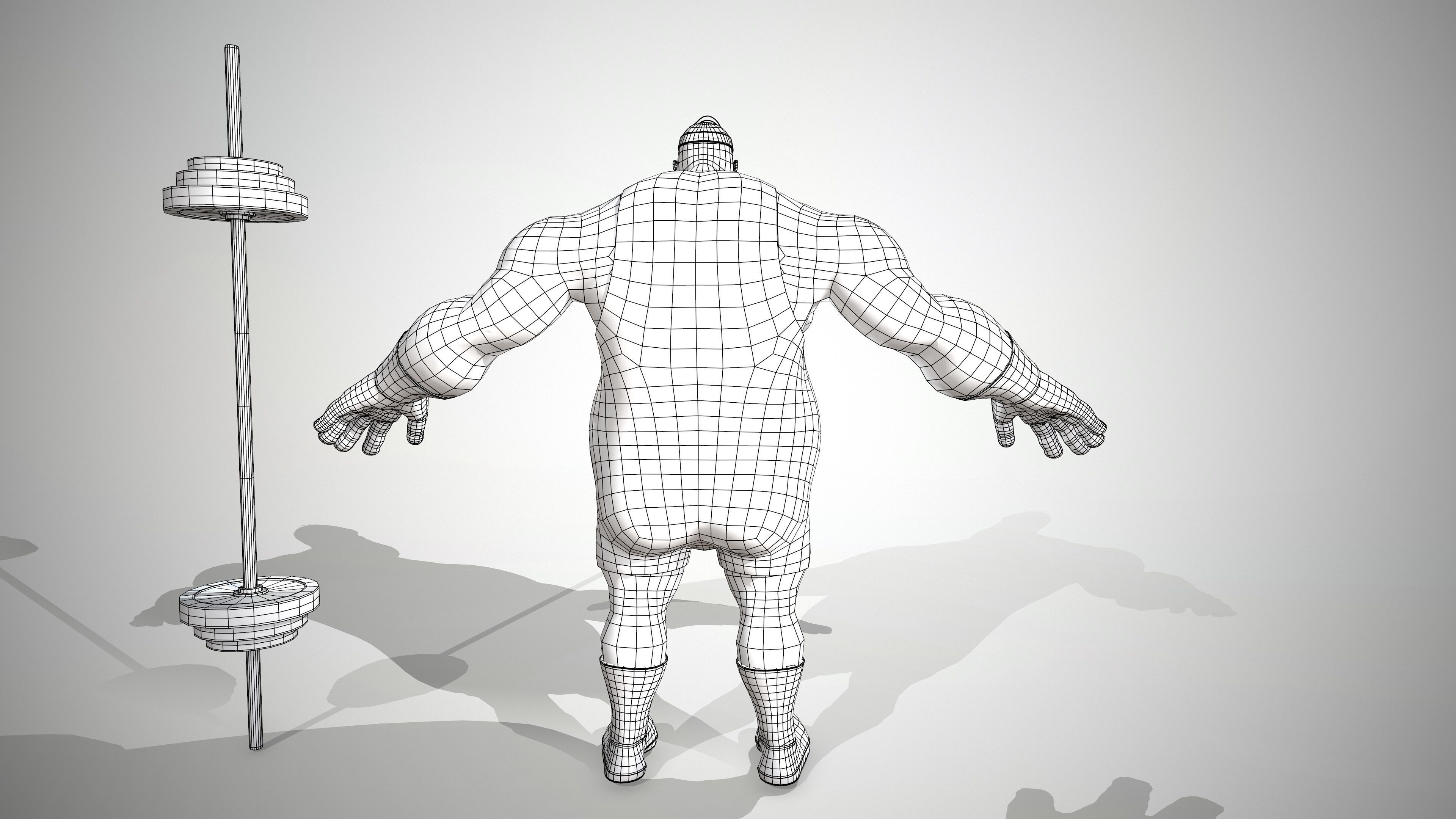 Strong man Low-poly 3D model_11