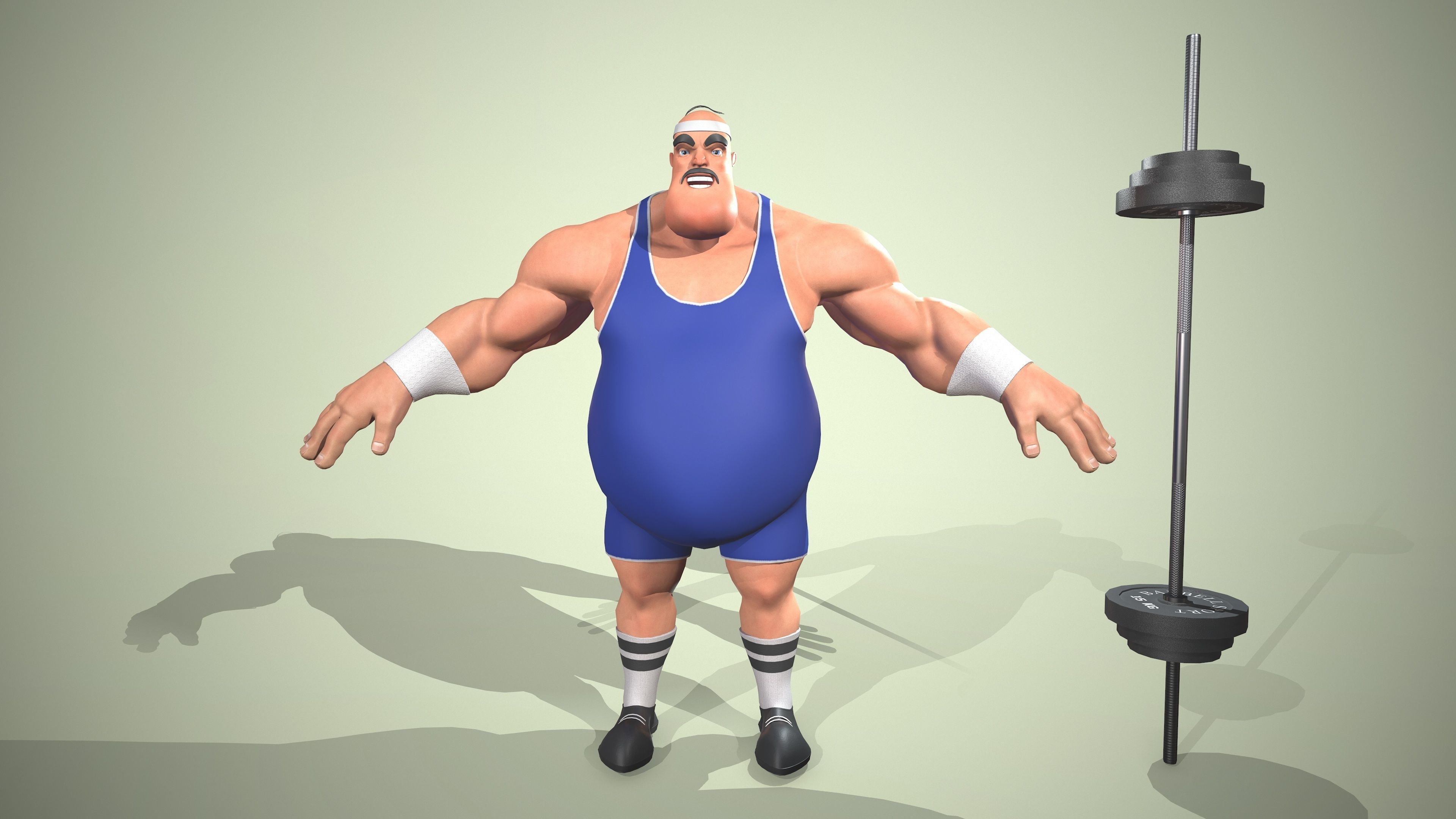 Strong man Low-poly 3D model_2