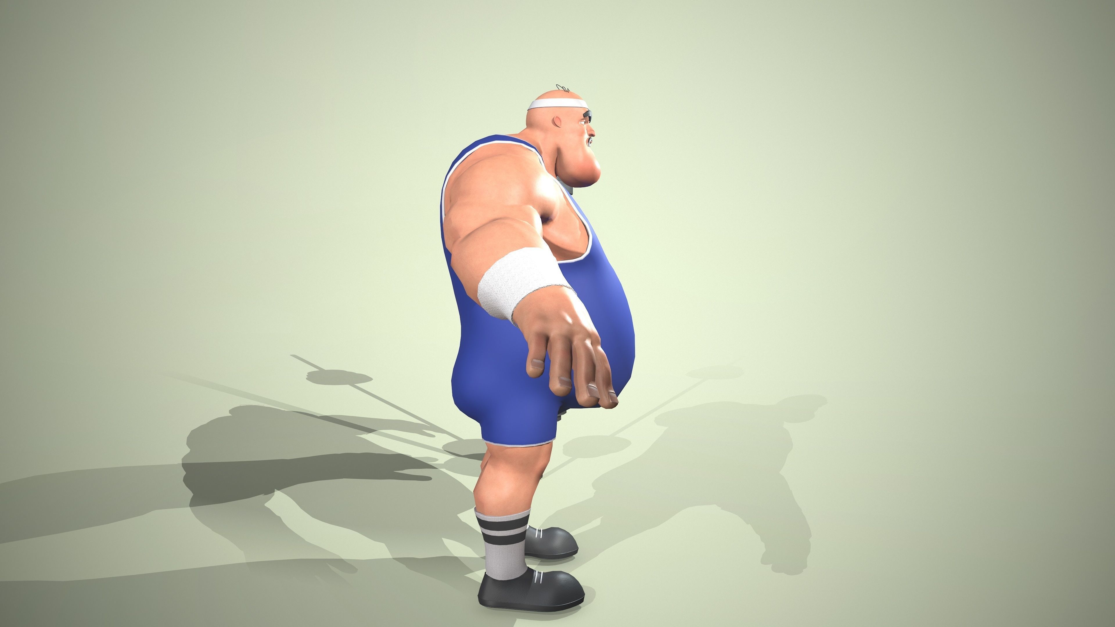 Strong man Low-poly 3D model_8