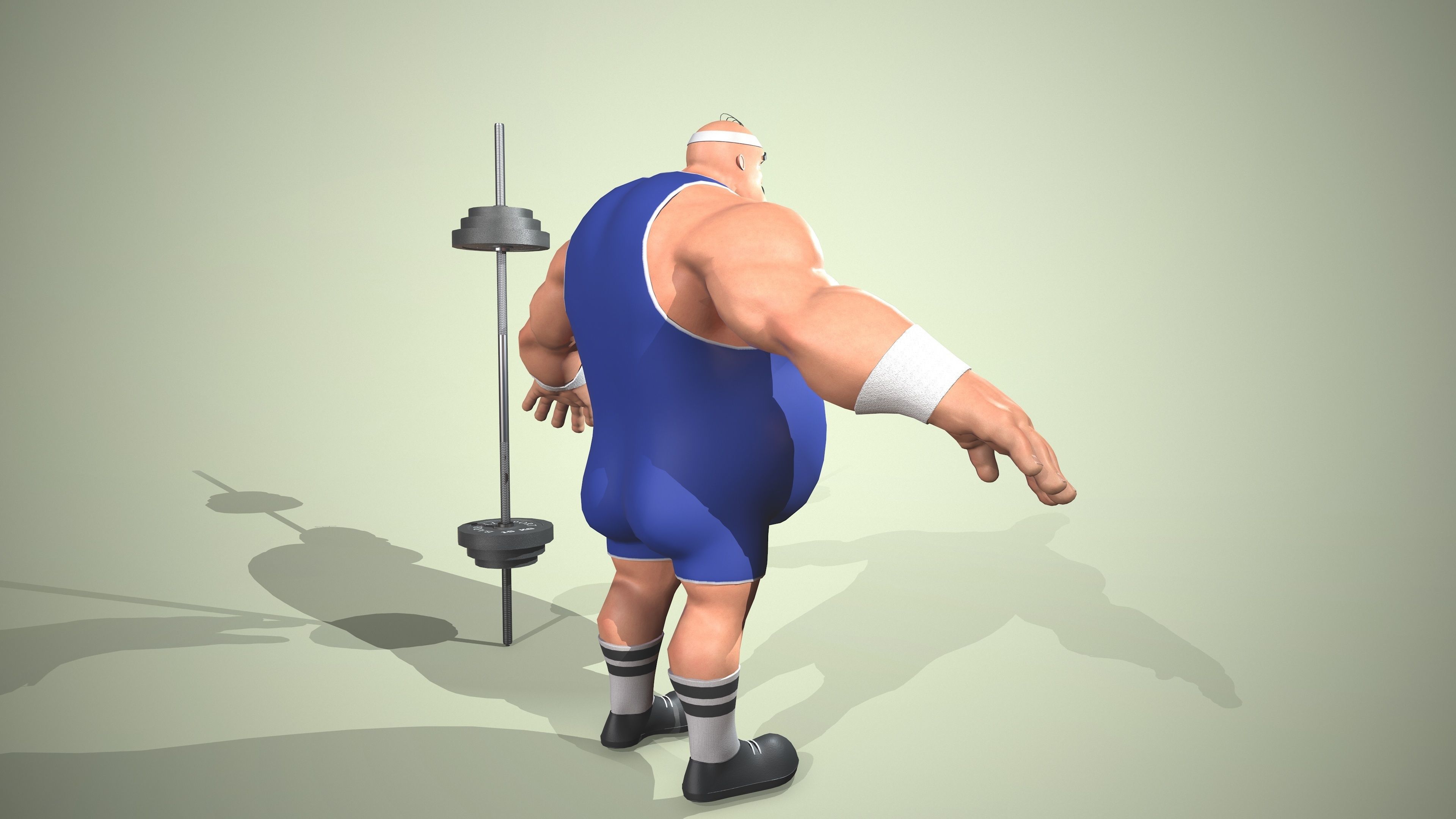 Strong man Low-poly 3D model_9