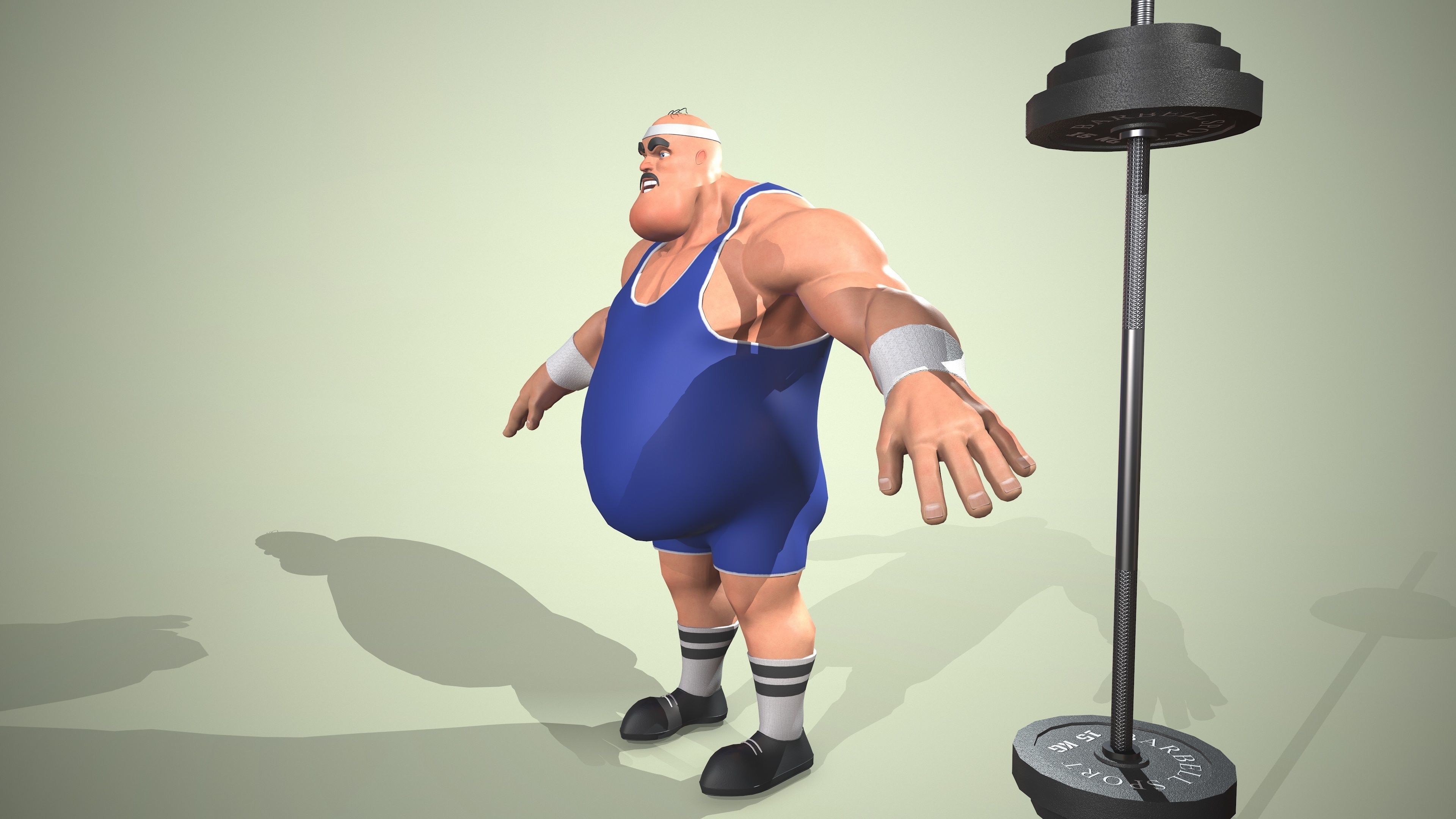 Strong man Low-poly 3D model_3