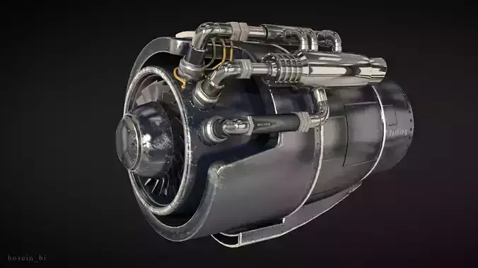 jet engine Low-poly 3D model