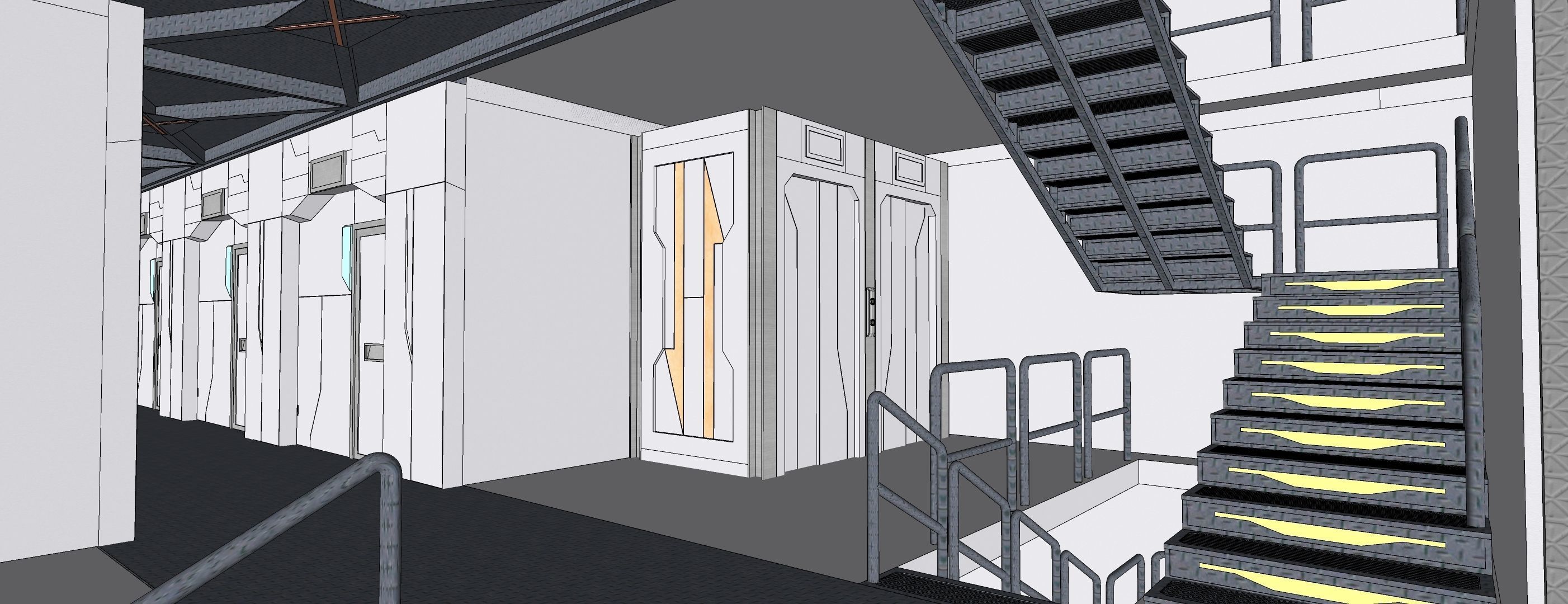 Sci-Fi Airship Futuristic Flying Ship Barge 002 3D model_9