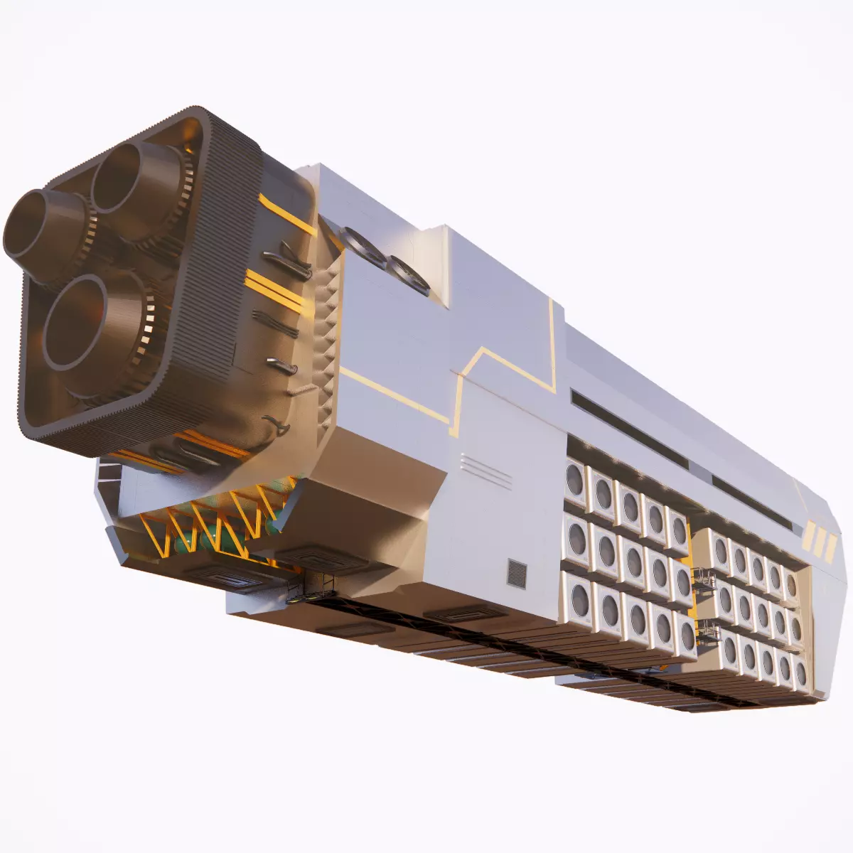 Sci-Fi Airship Futuristic Flying Ship Barge 002 3D model_0