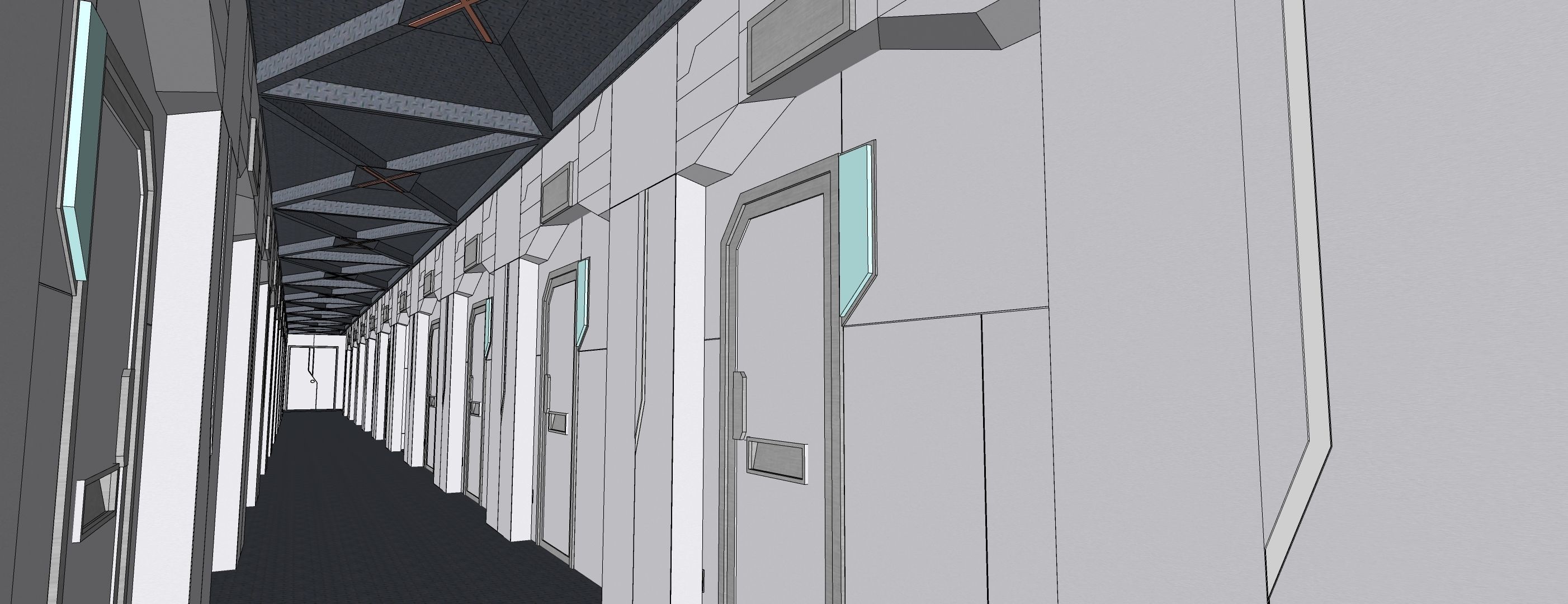 Sci-Fi Airship Futuristic Flying Ship Barge 002 3D model_8