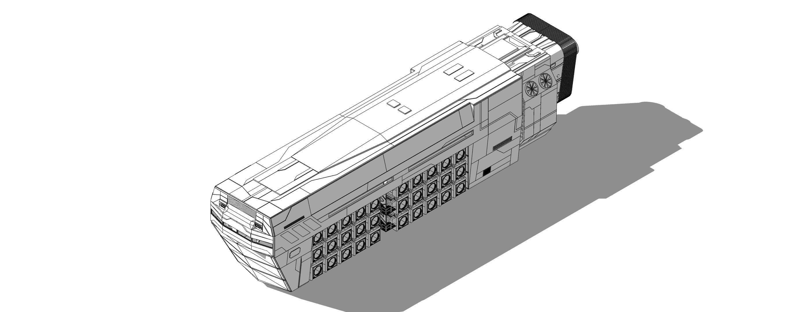 Sci-Fi Airship Futuristic Flying Ship Barge 002 3D model_13
