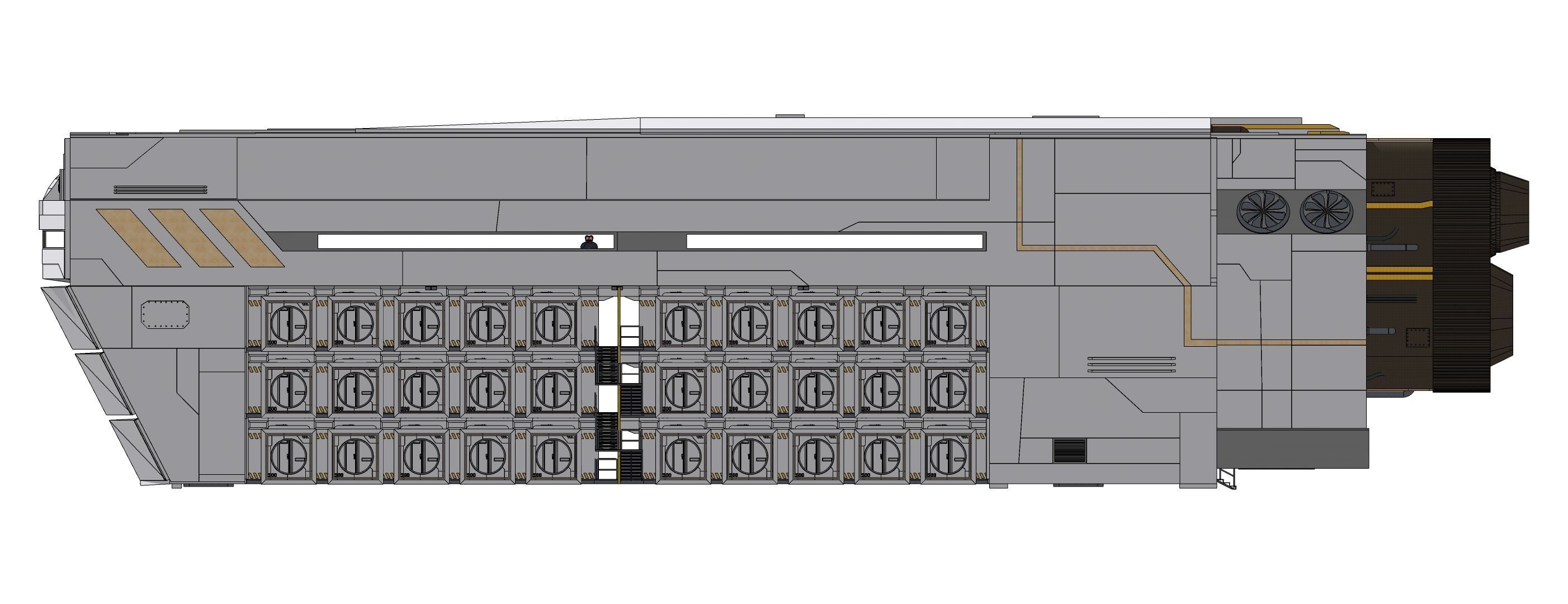 Sci-Fi Airship Futuristic Flying Ship Barge 002 3D model_6