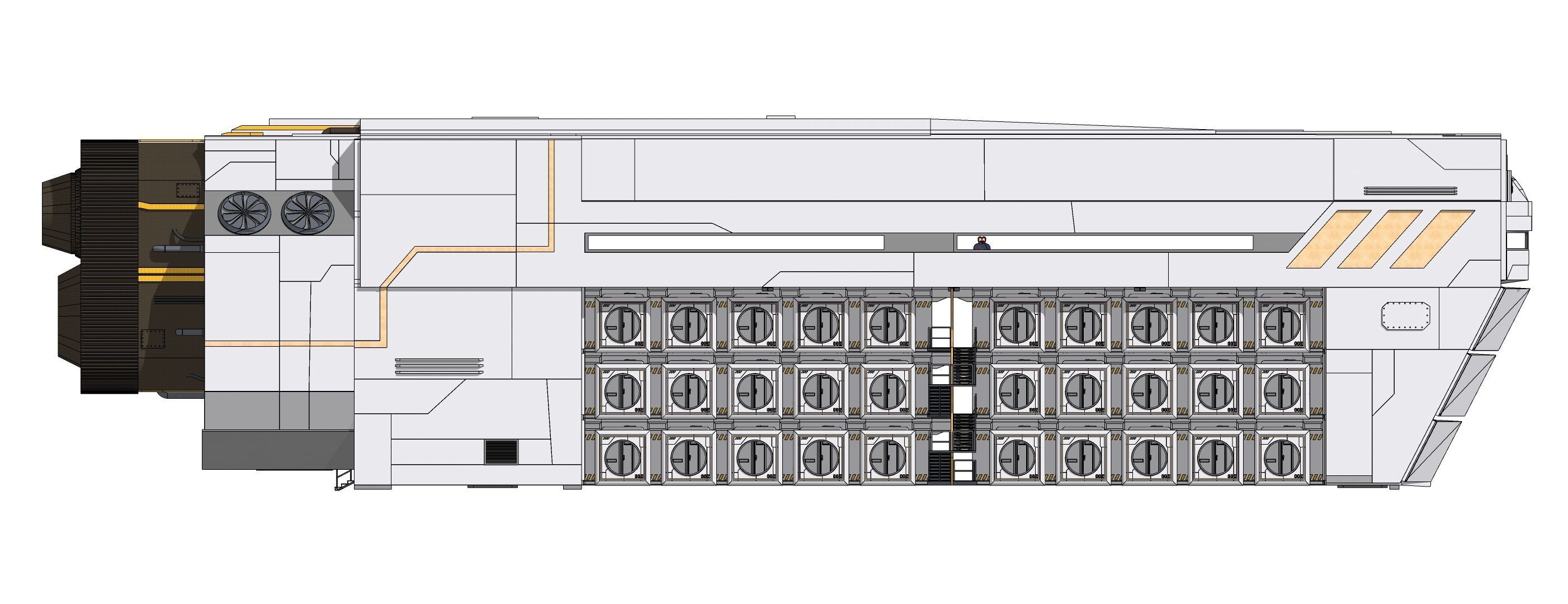Sci-Fi Airship Futuristic Flying Ship Barge 002 3D model_5
