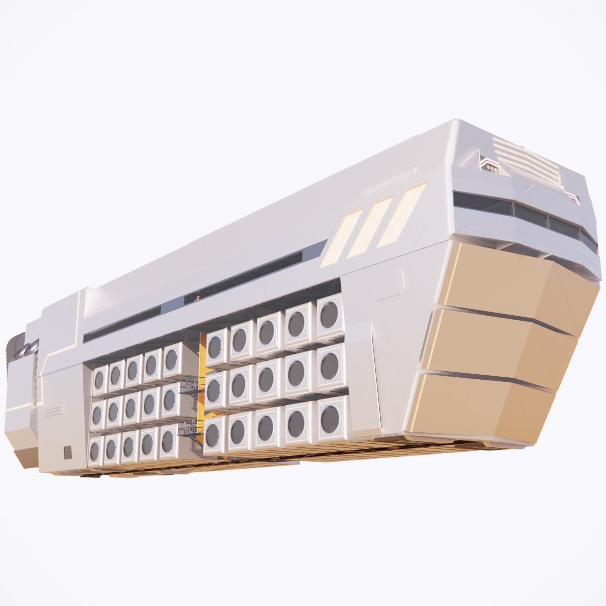 Sci-Fi Airship Futuristic Flying Ship Barge 002 3D model_1