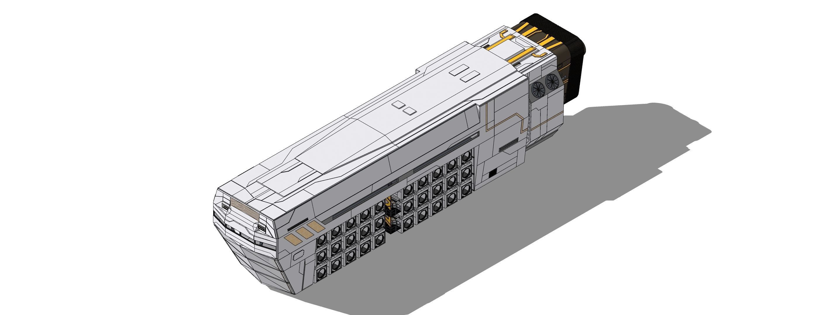 Sci-Fi Airship Futuristic Flying Ship Barge 002 3D model_2