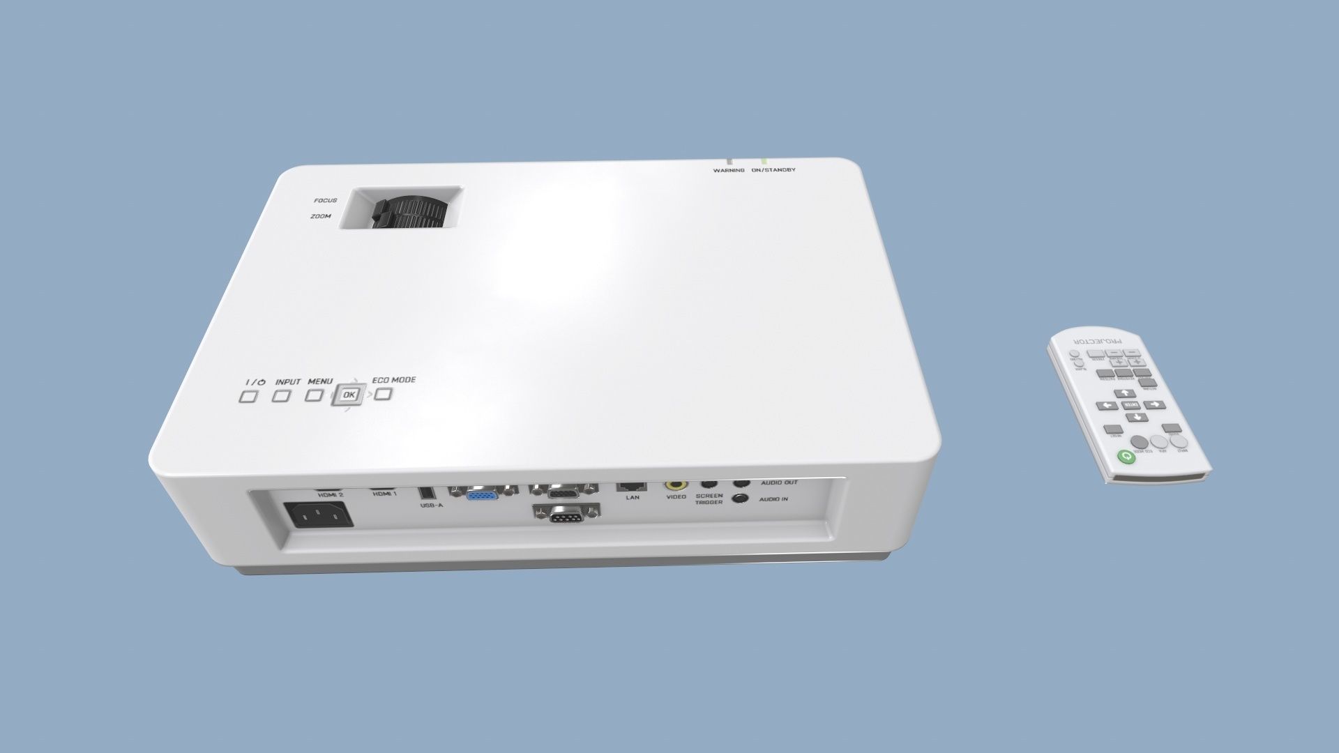 Projector and Screen Low-poly 3D model_11