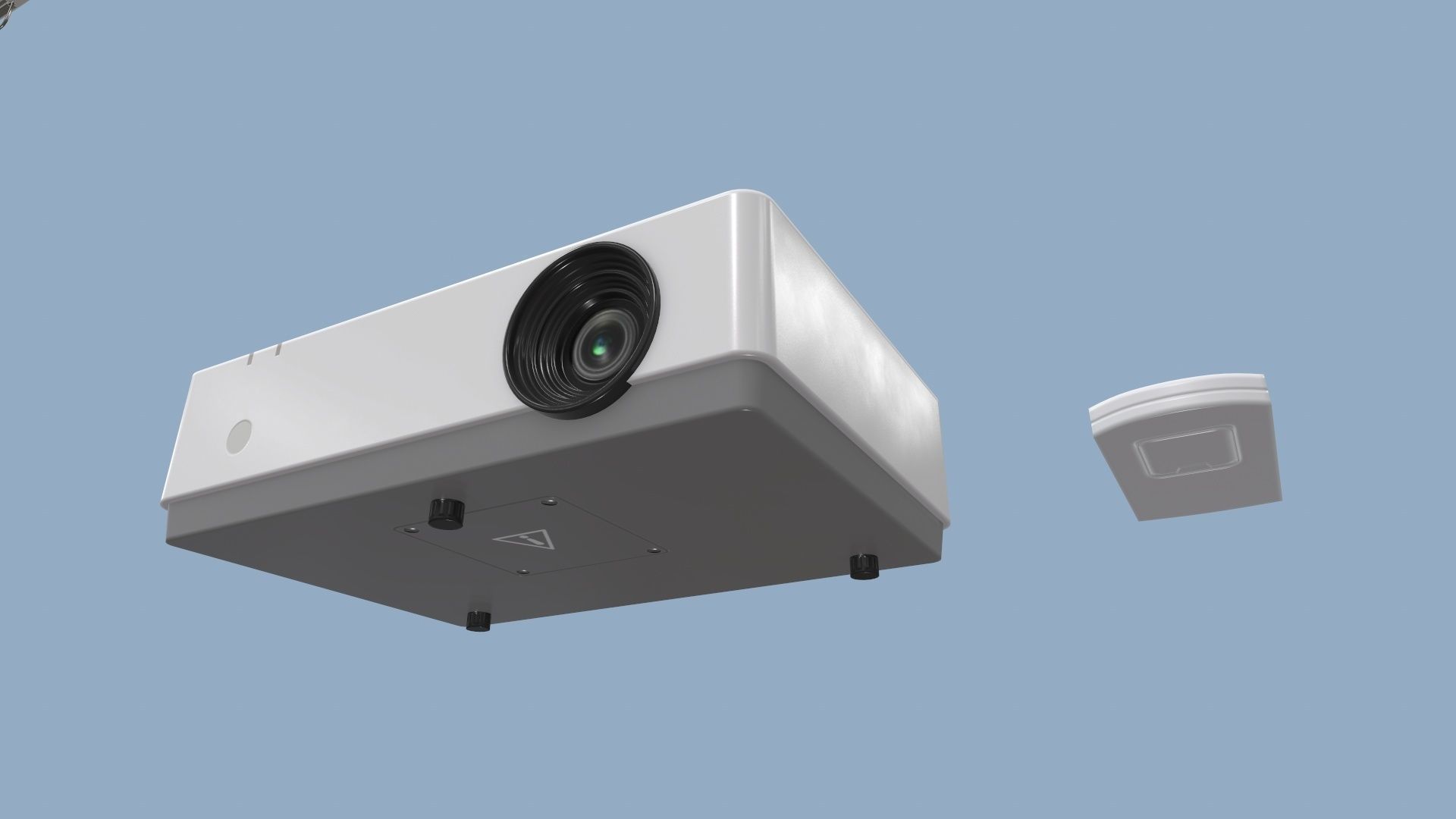 Projector and Screen Low-poly 3D model_9