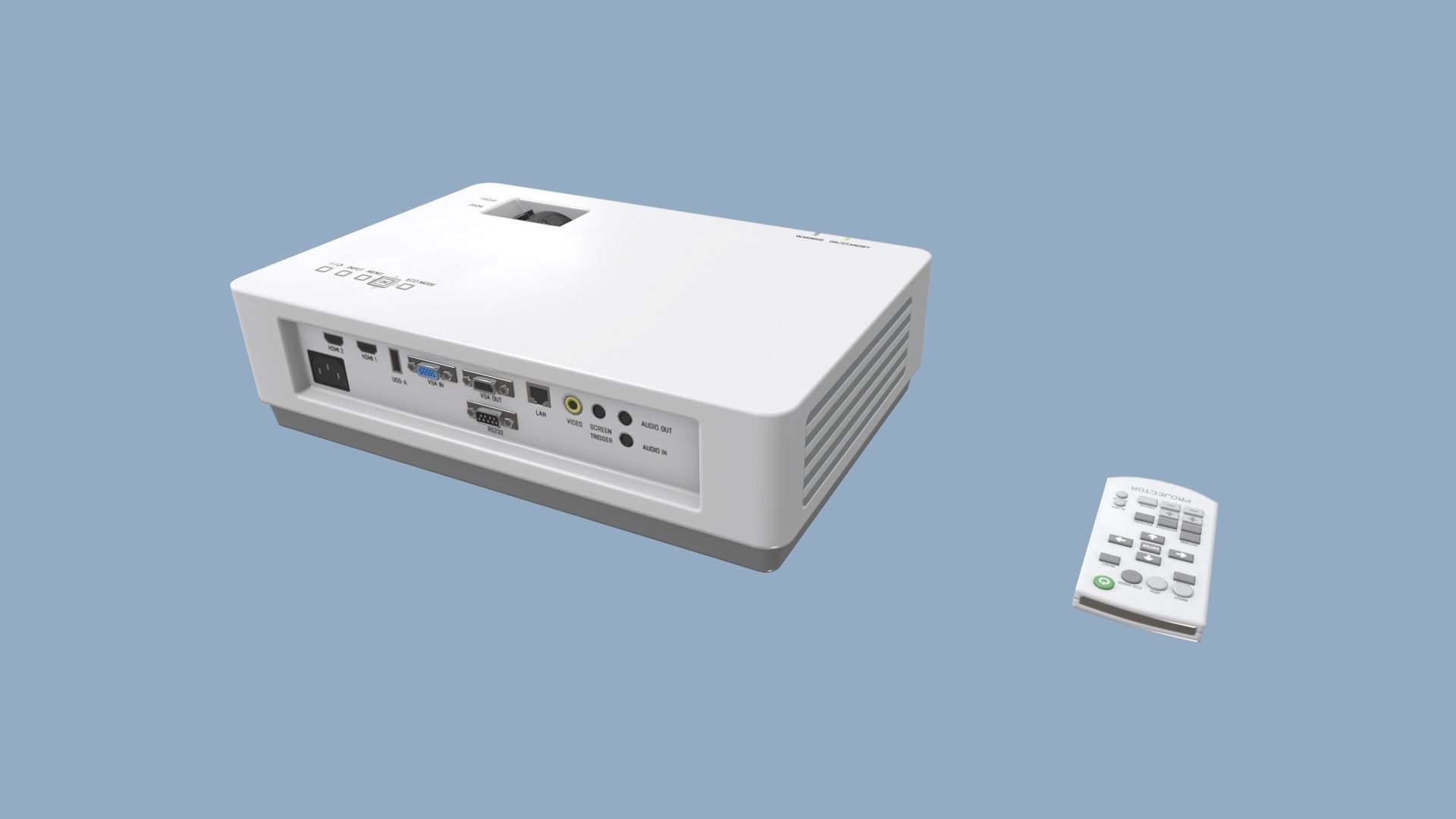 Projector and Screen Low-poly 3D model_10