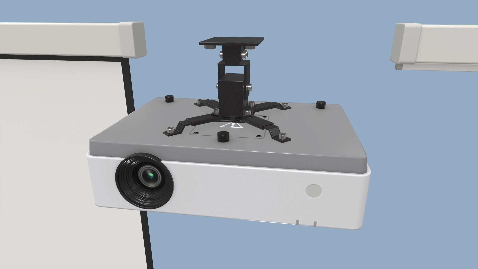 Projector and Screen Low-poly 3D model_7