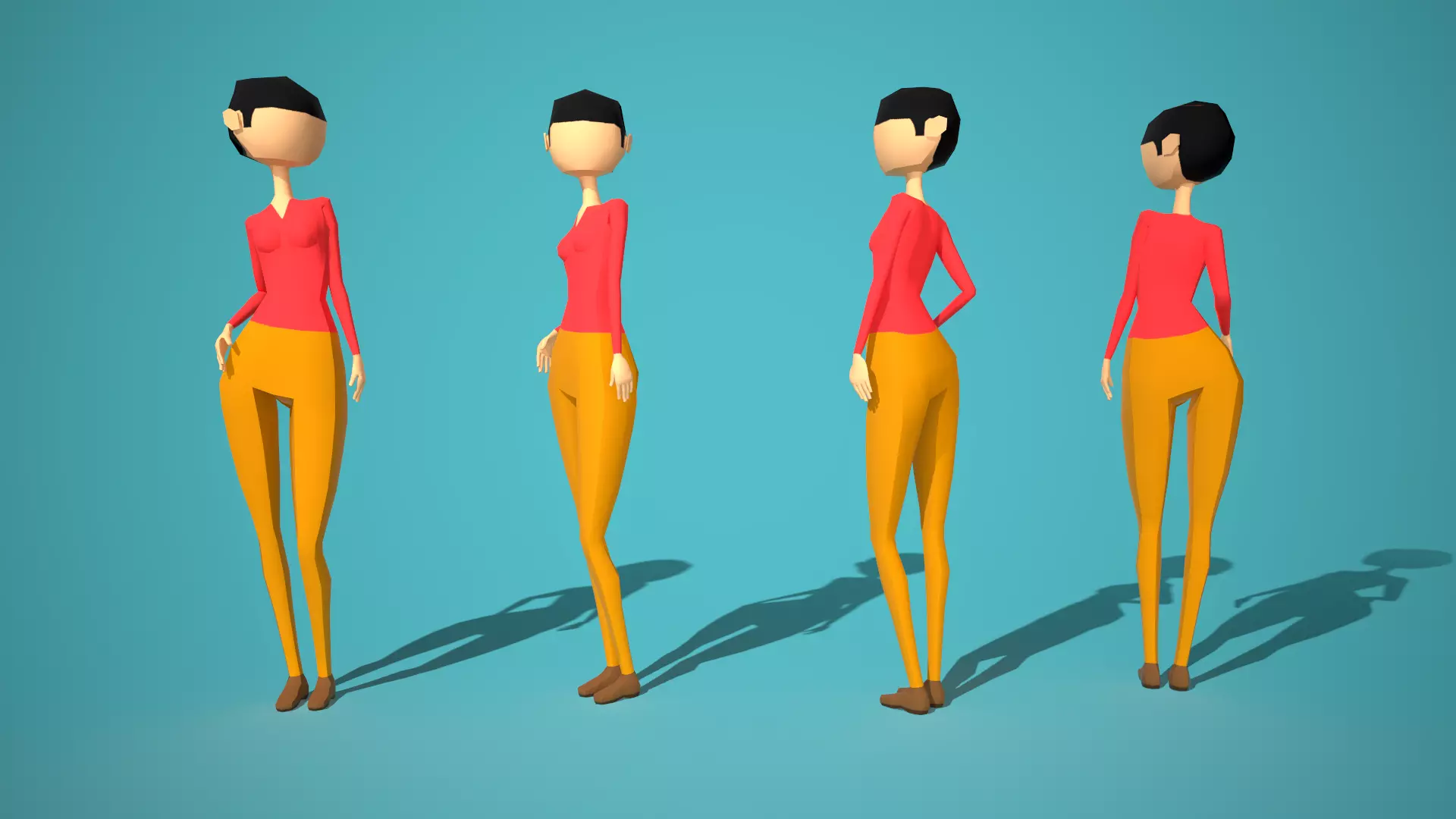 Lowpoly Female cartoon woman Free low-poly 3D model