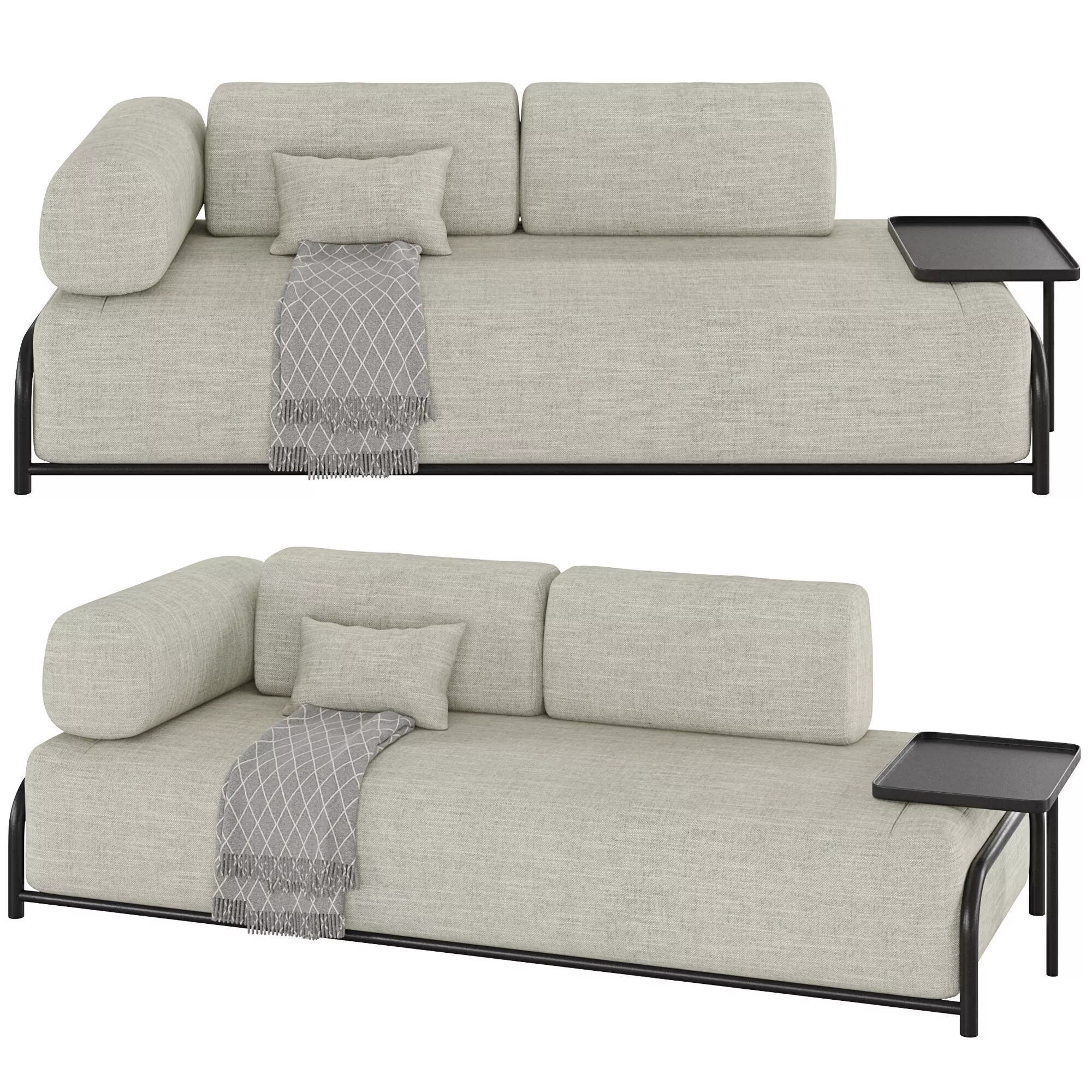 3-seater sofa Compo with tray beige 3D model
