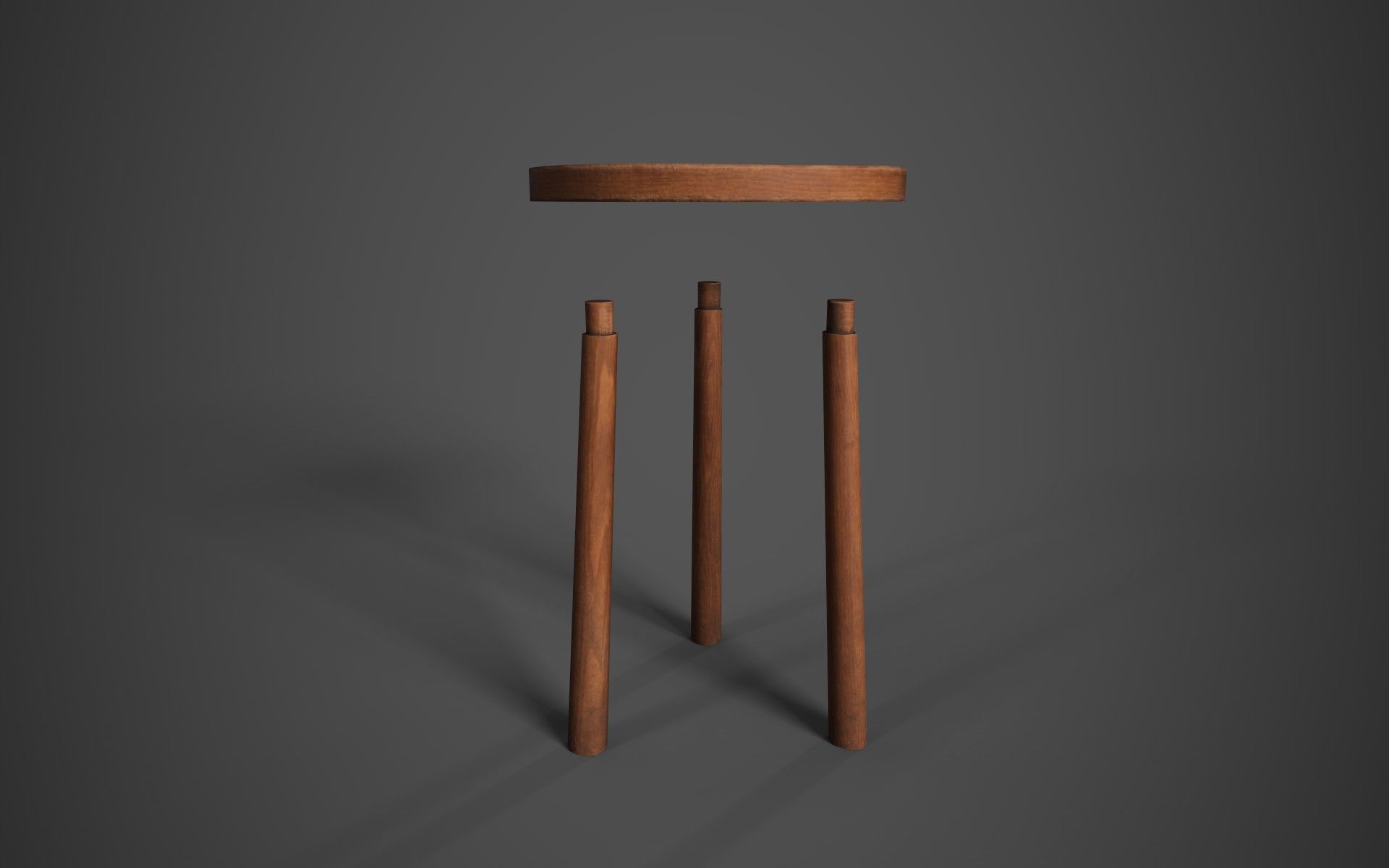 Simple Medieval Stool Low-poly 3D model_4