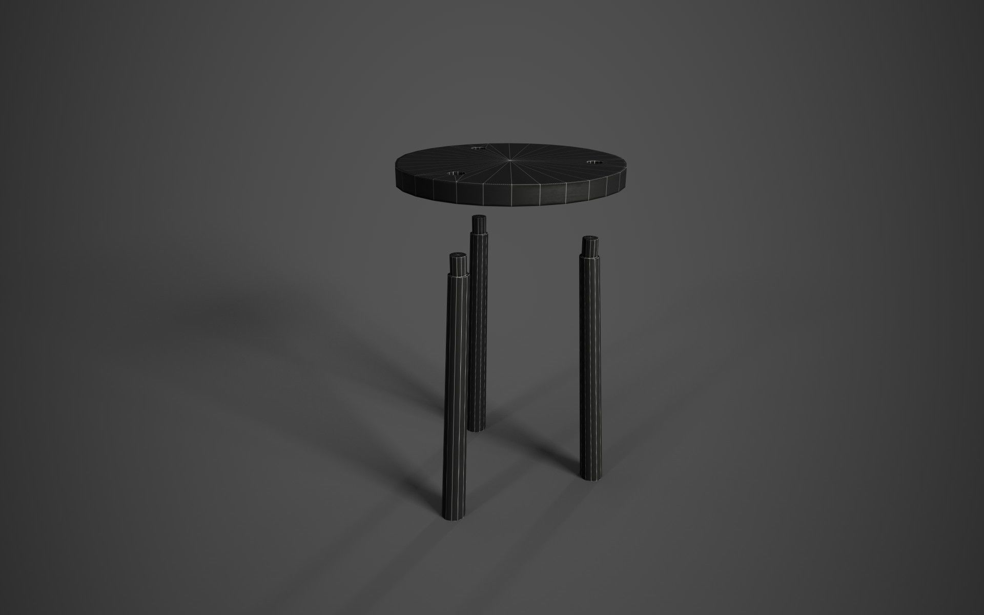 Simple Medieval Stool Low-poly 3D model_11