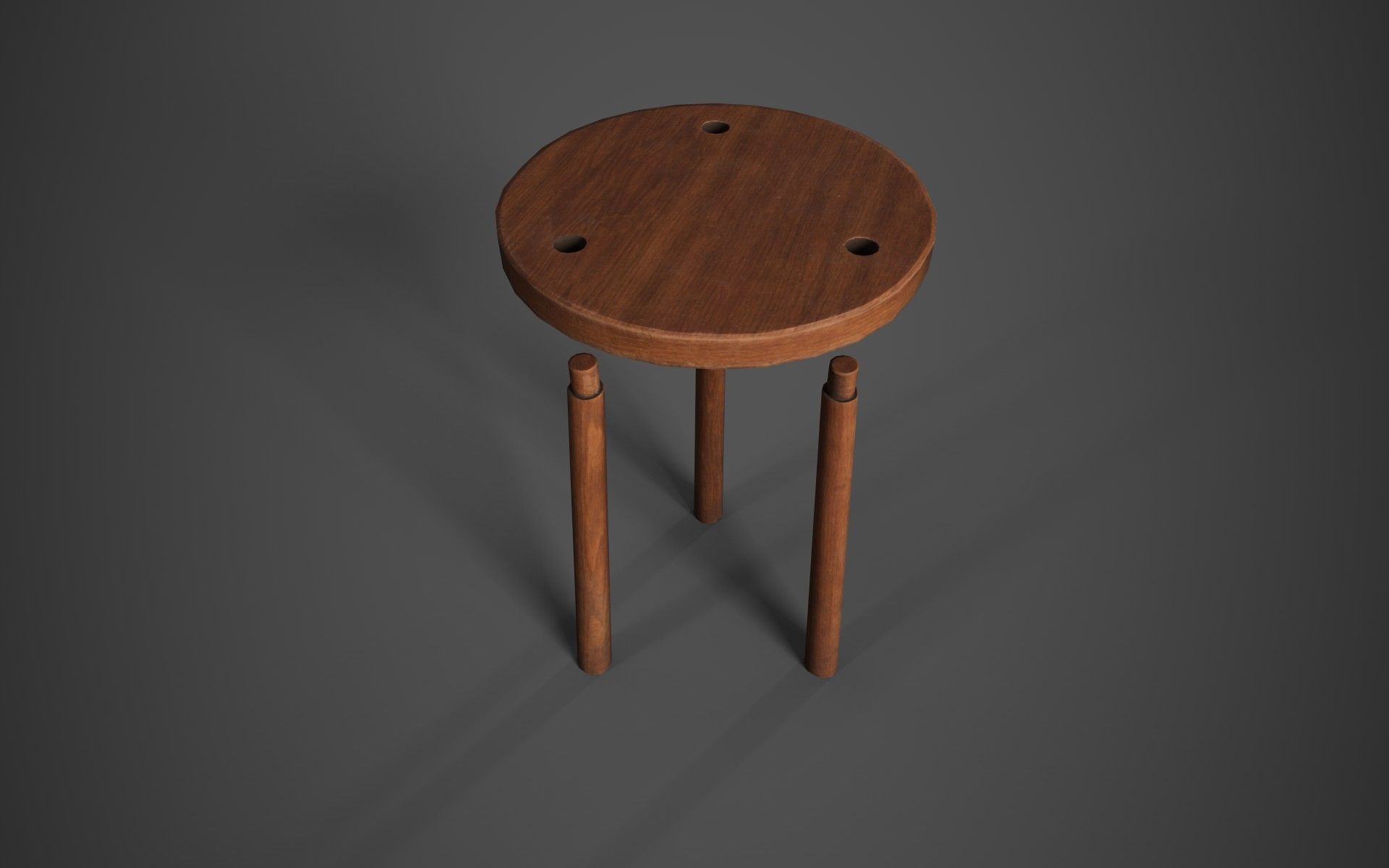 Simple Medieval Stool Low-poly 3D model_5