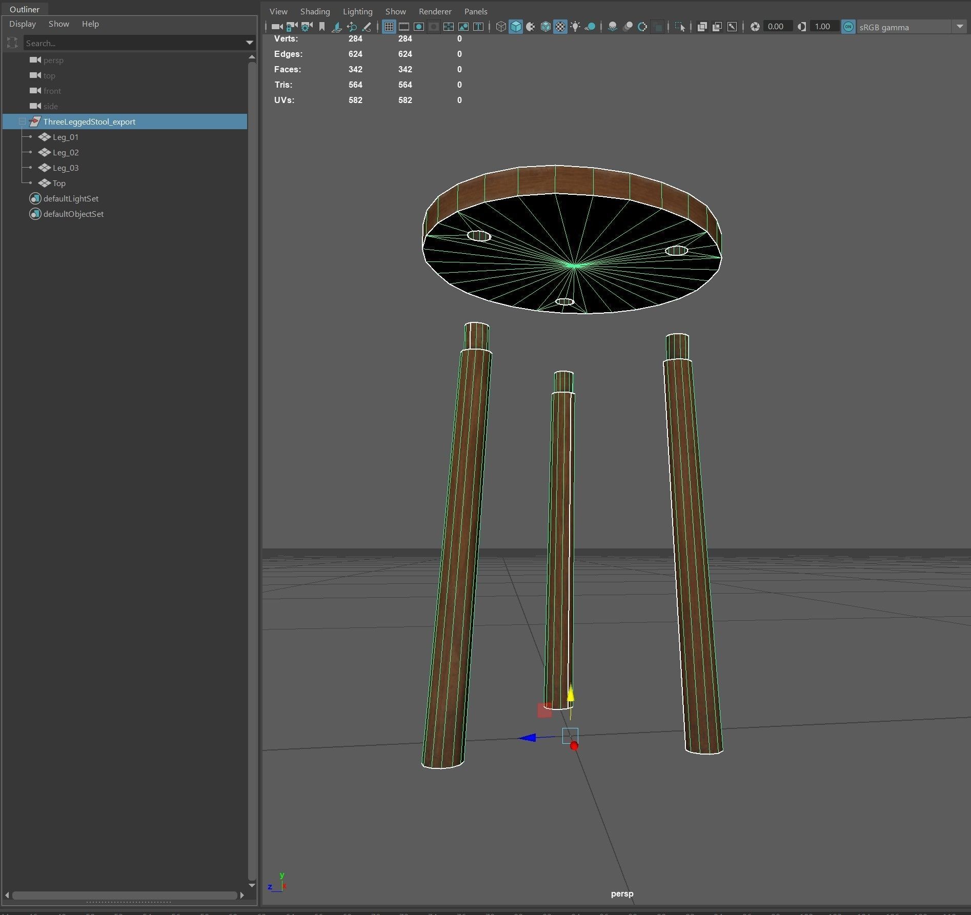 Simple Medieval Stool Low-poly 3D model_14