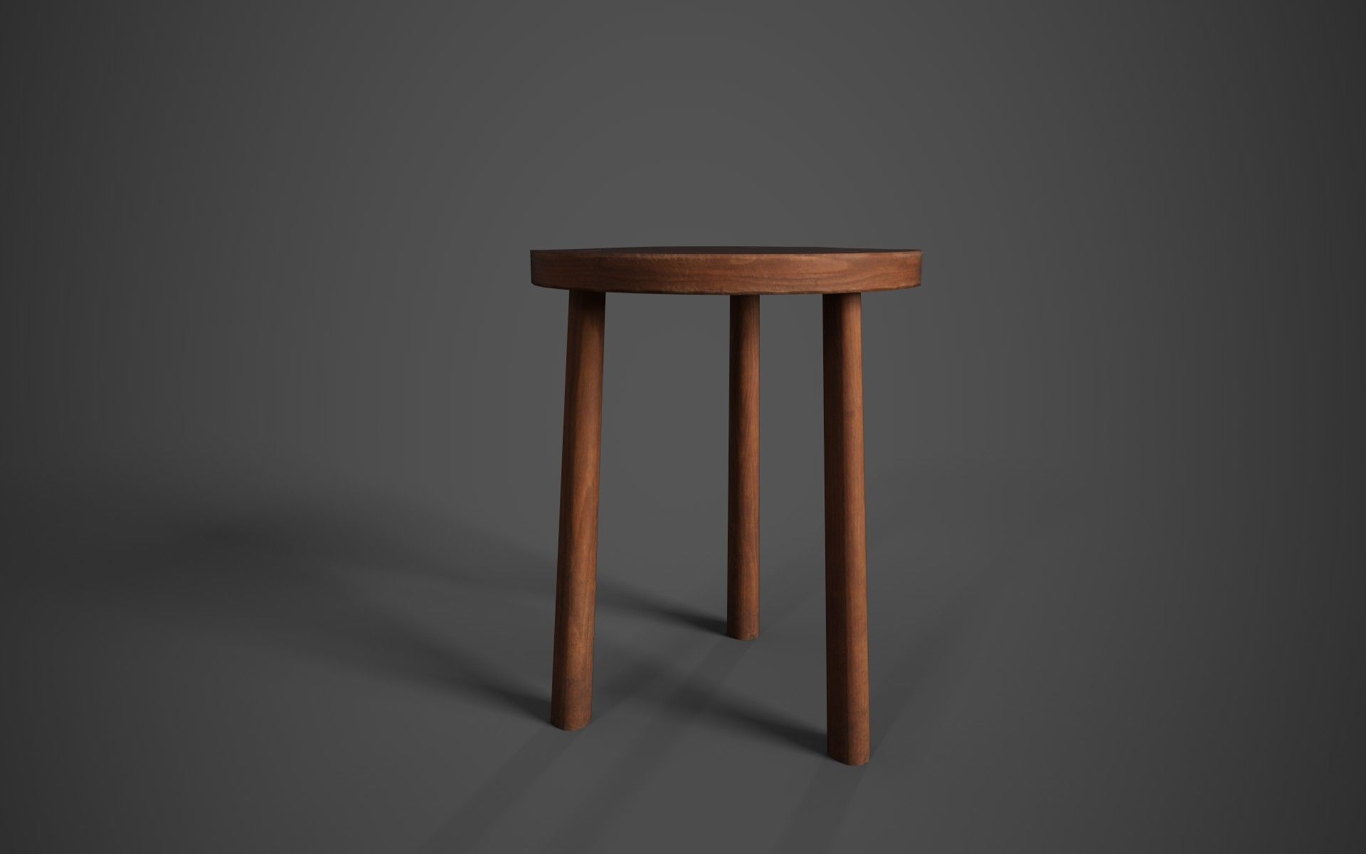Simple Medieval Stool Low-poly 3D model_1