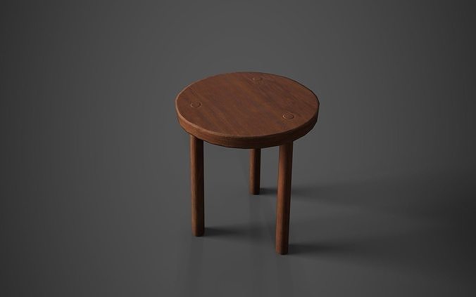 Simple Medieval Stool  Low-poly 3D model