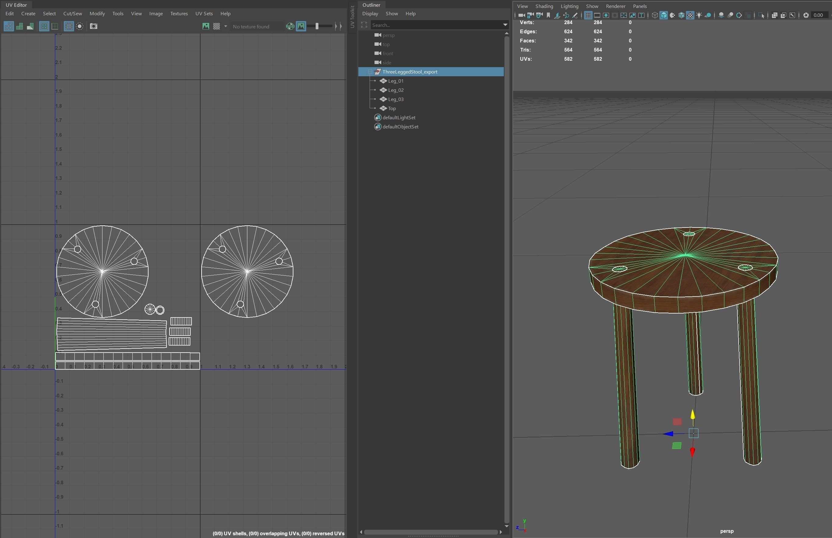 Simple Medieval Stool Low-poly 3D model_13