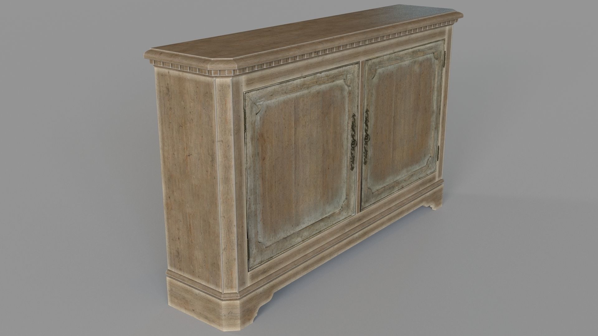 Two Door Storage Console Beige 3D model_2