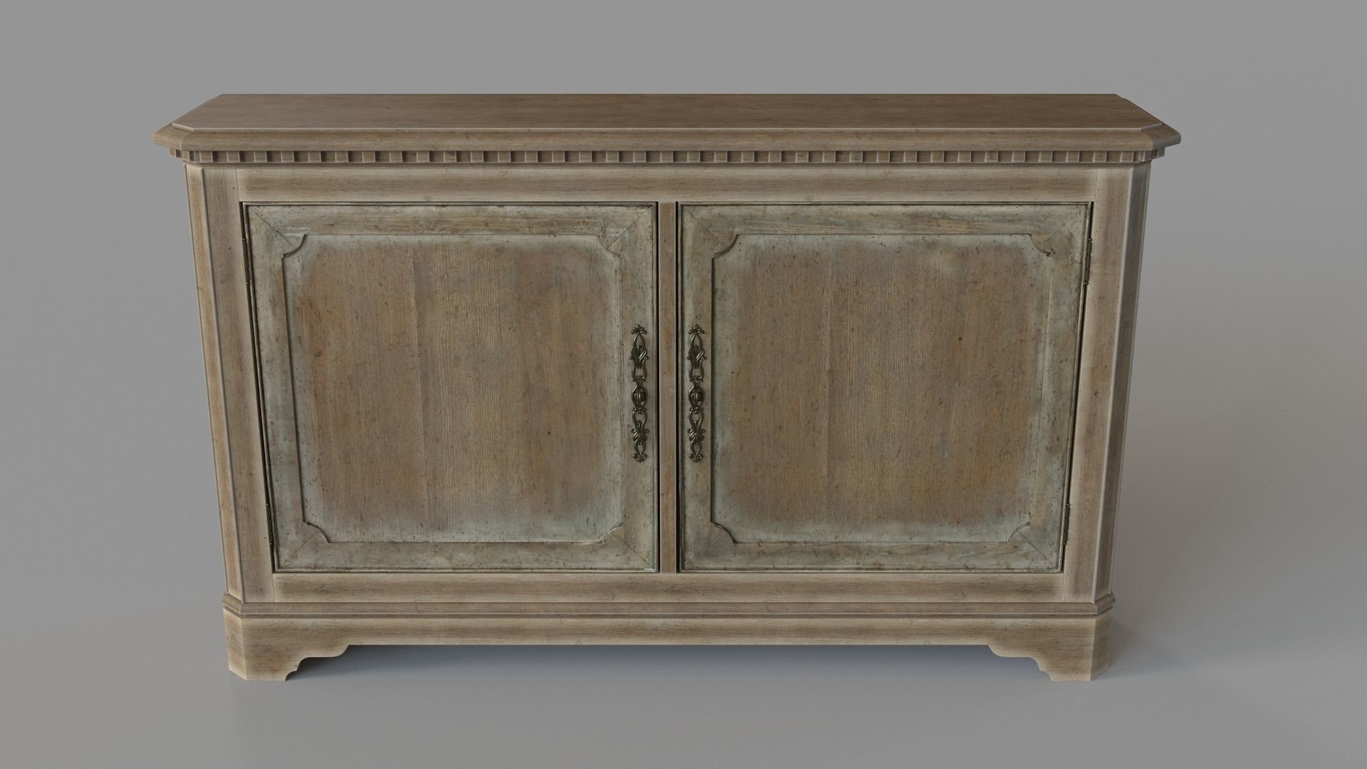 Two Door Storage Console Beige 3D model_1